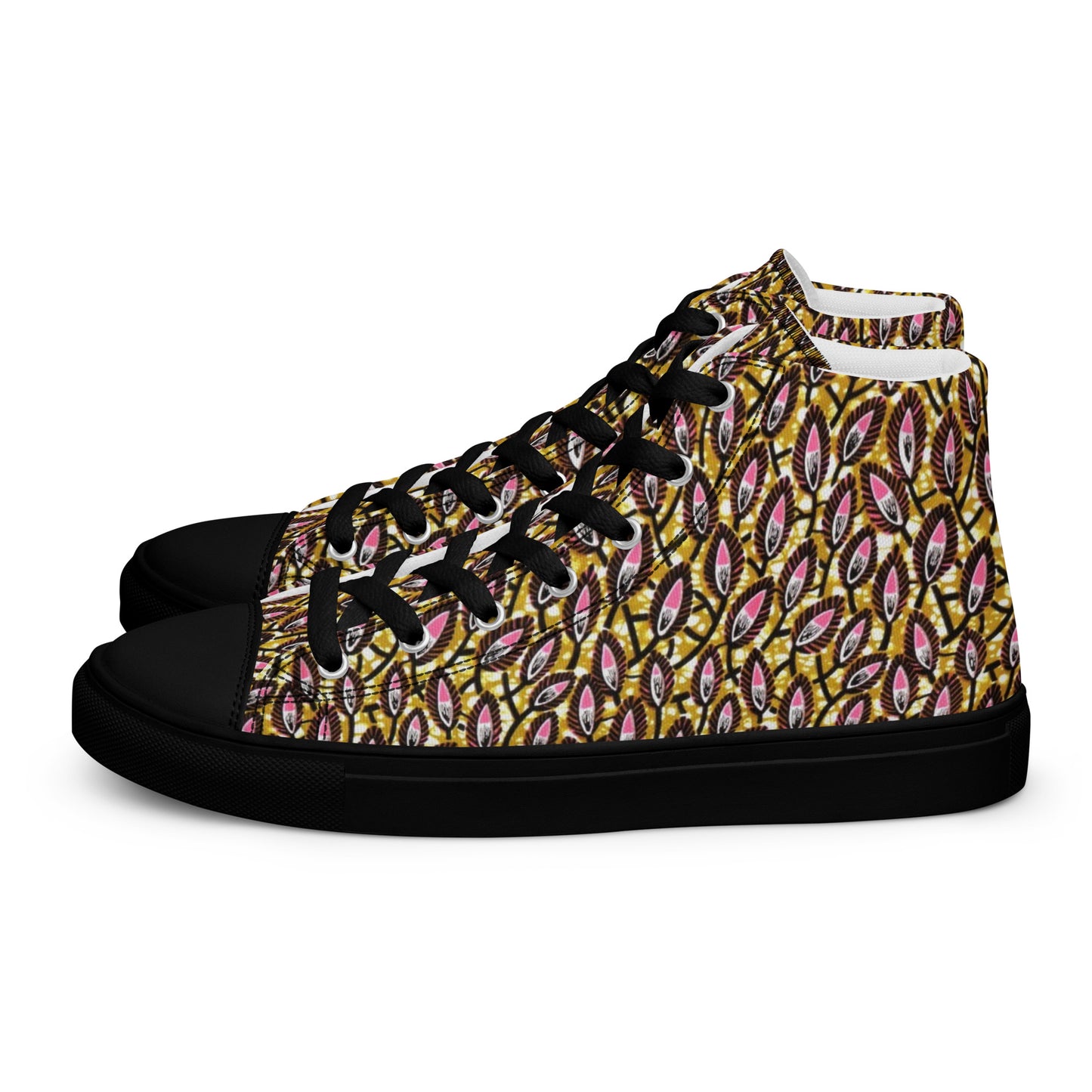 Pink Brown Women’s high top canvas shoes