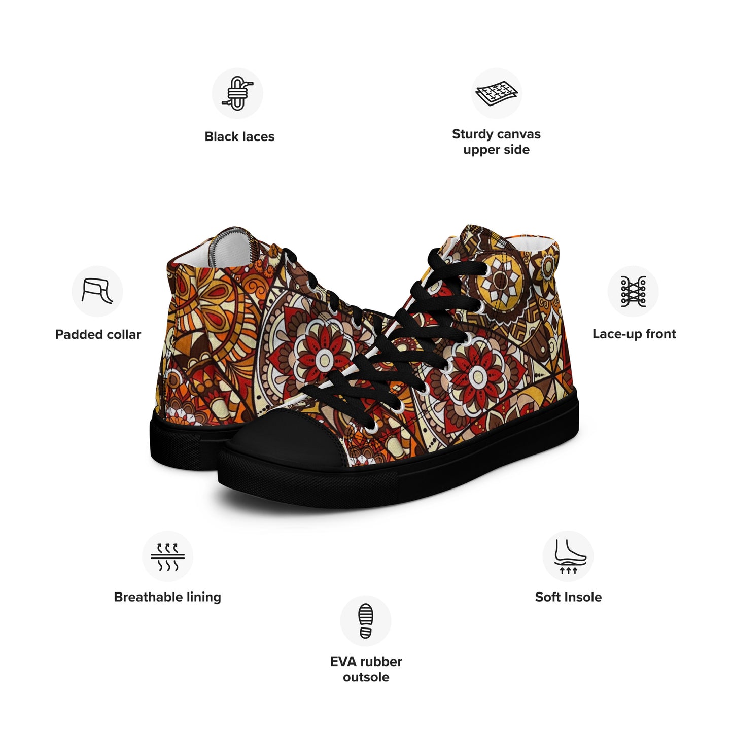 Multicolour Brown Women’s high top canvas shoes