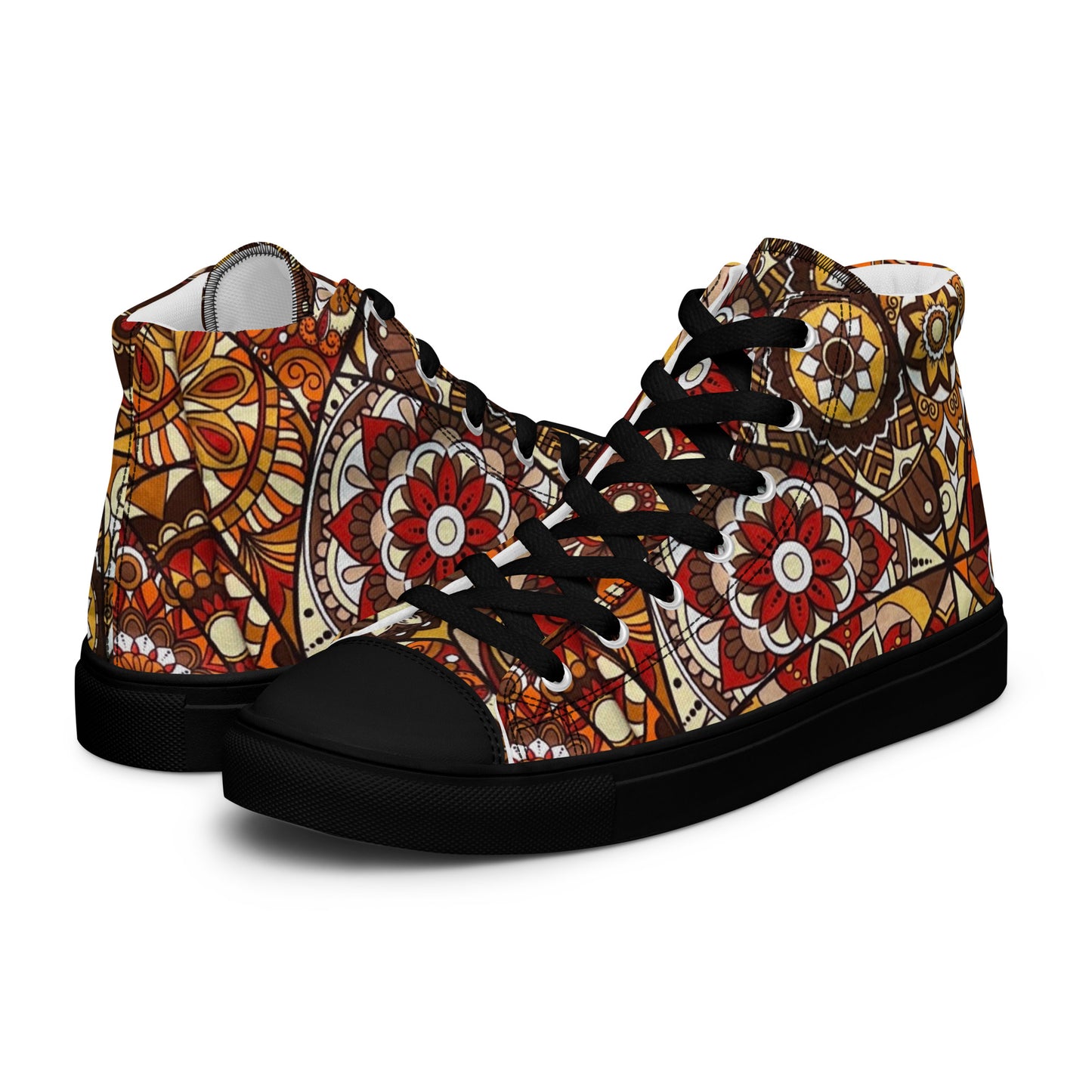 Multicolour Brown Women’s high top canvas shoes