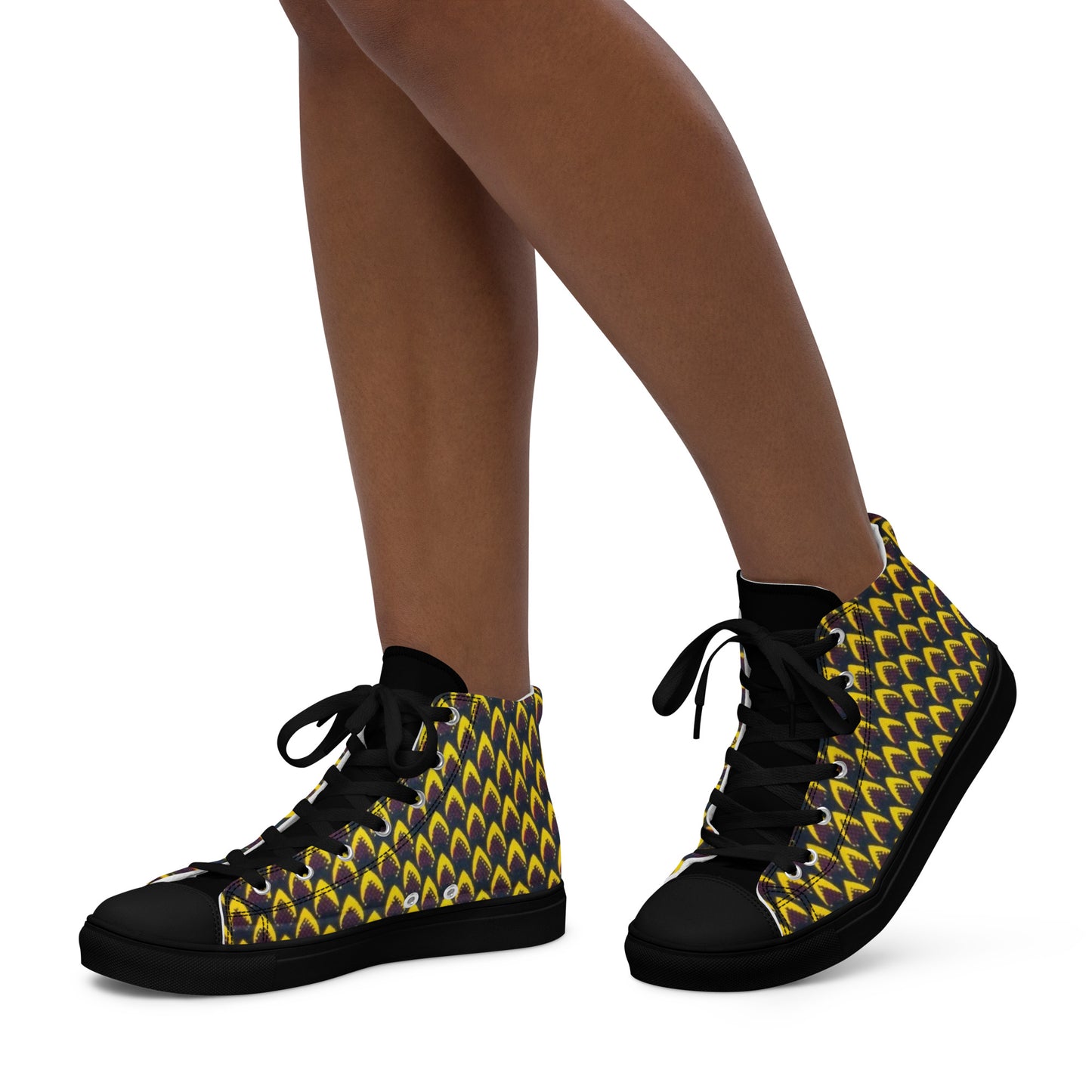 Yellow Flame Women’s high top canvas shoes