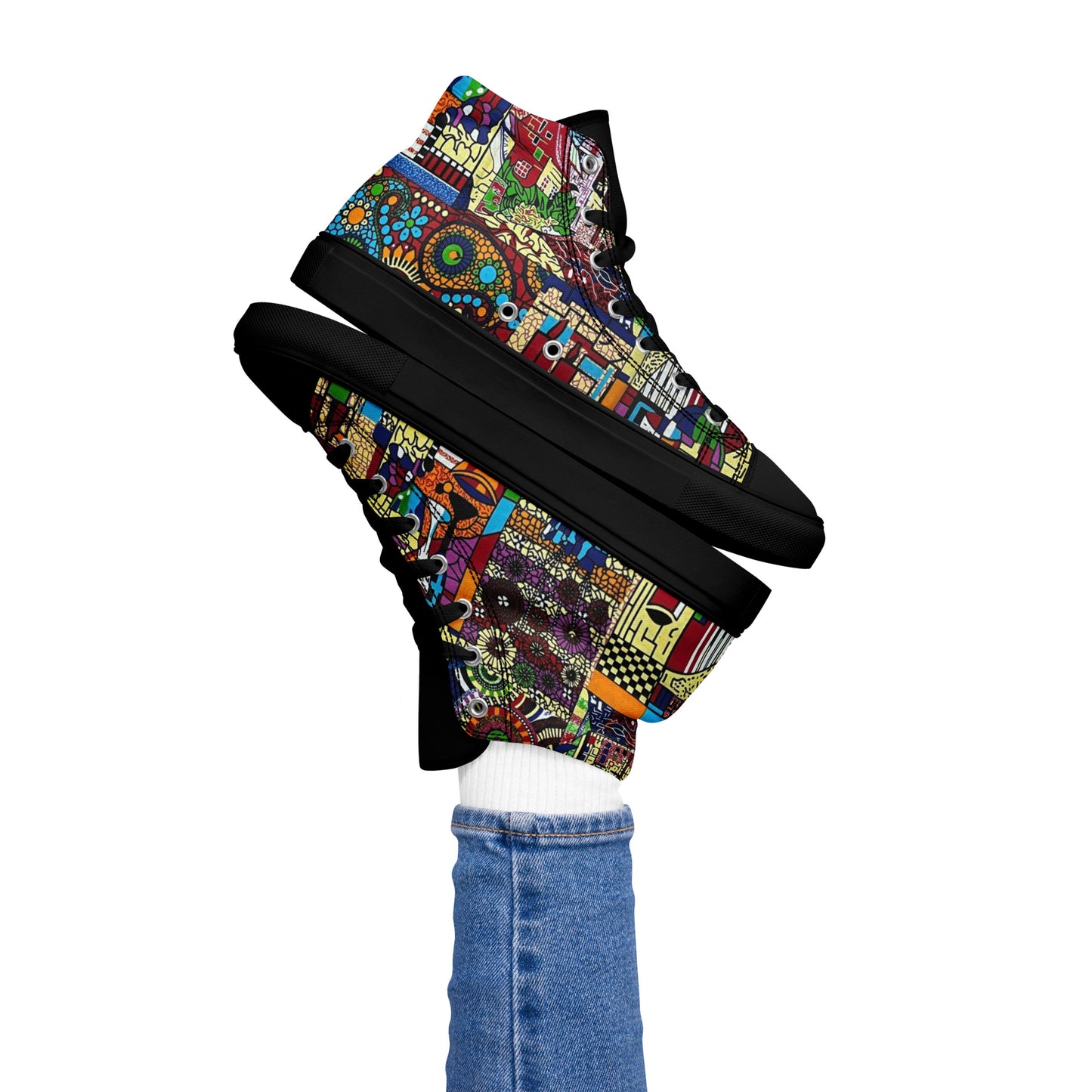 Colourful Artsy Women’s high top canvas shoes