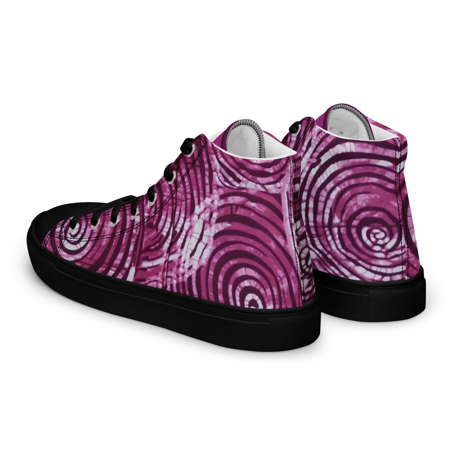 Pink Swirl Adire Women’s high top canvas shoes