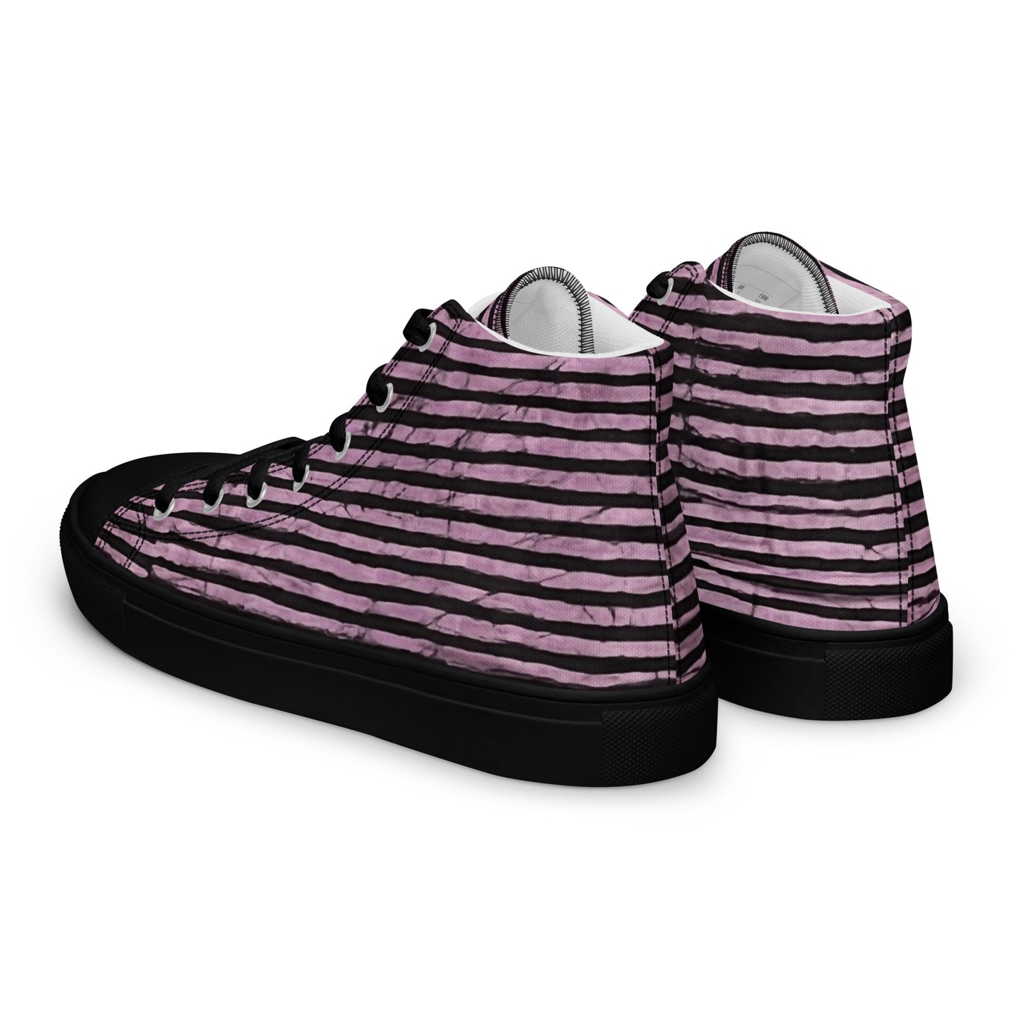 Pink Stripe Adire Women’s high top canvas shoes