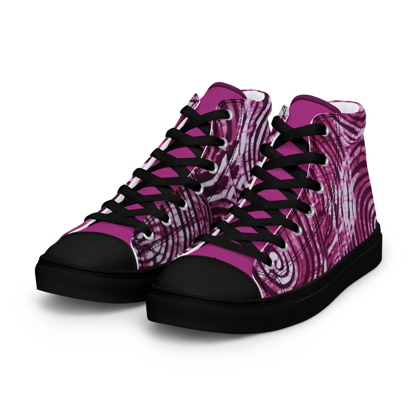 Pink Swirl Adire Women’s high top canvas shoes