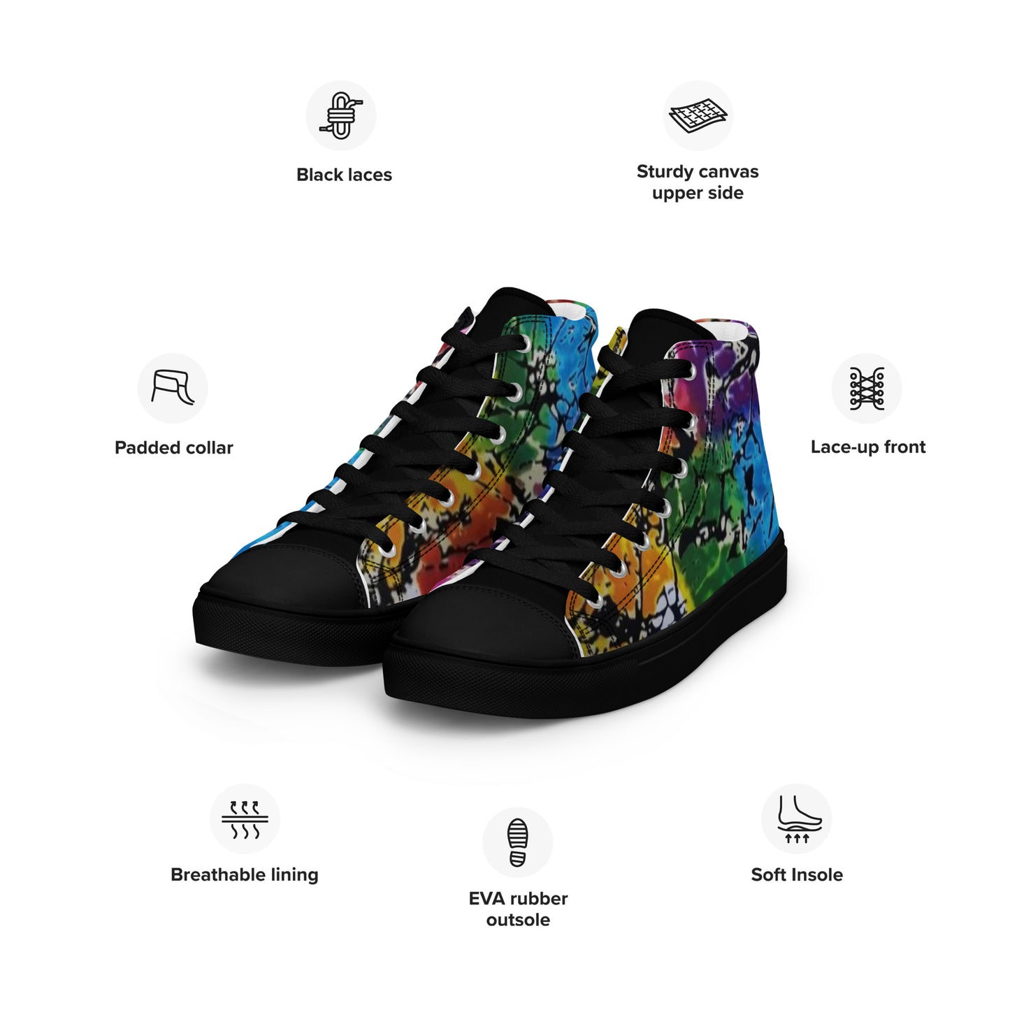 Multicolour Adire Ankara Women’s high top canvas shoes