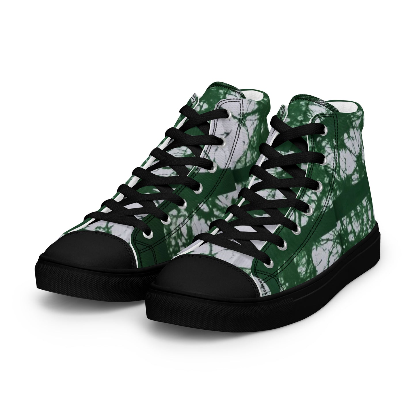 Green Adire Ankara Women’s high top canvas shoes