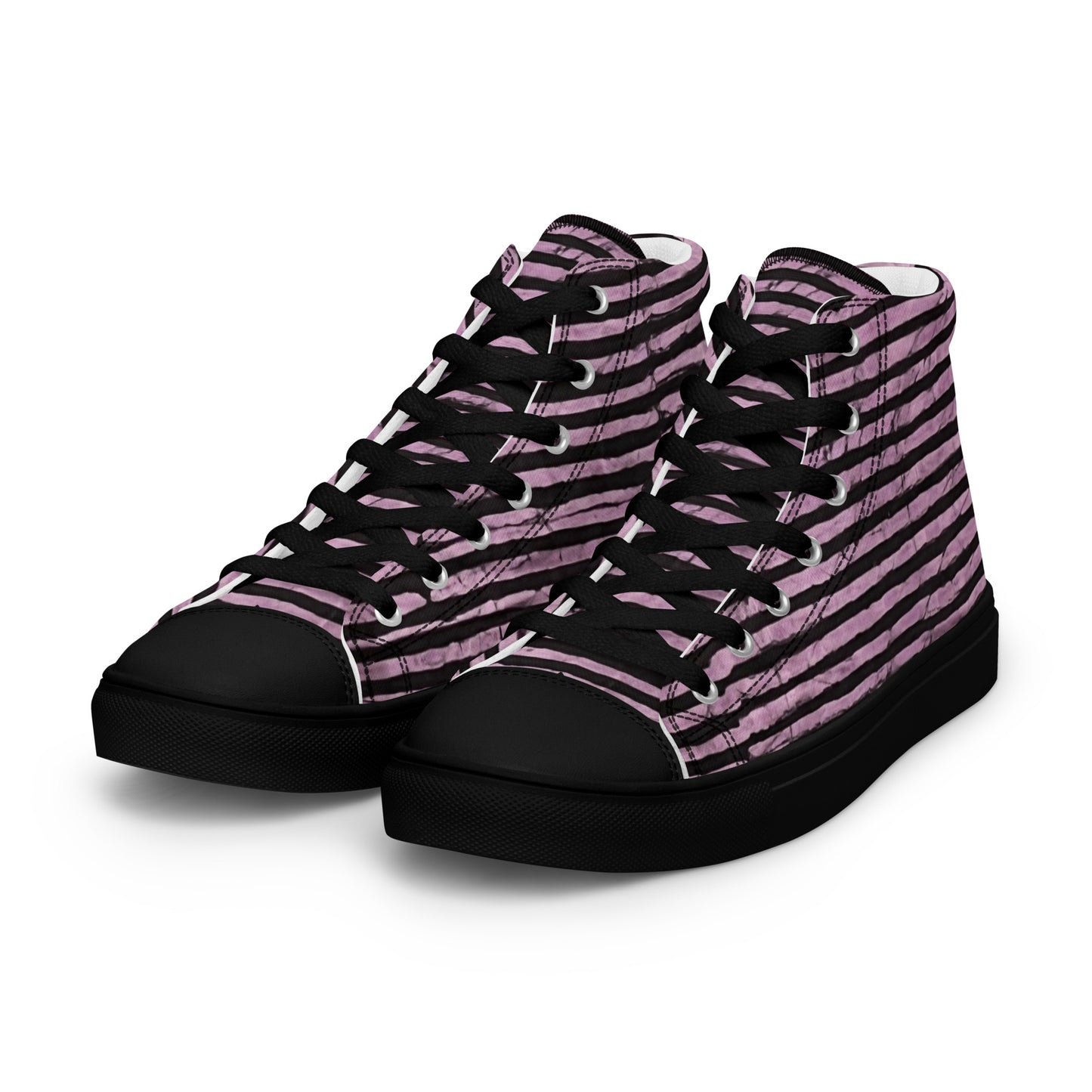 Pink Stripe Adire Women’s high top canvas shoes