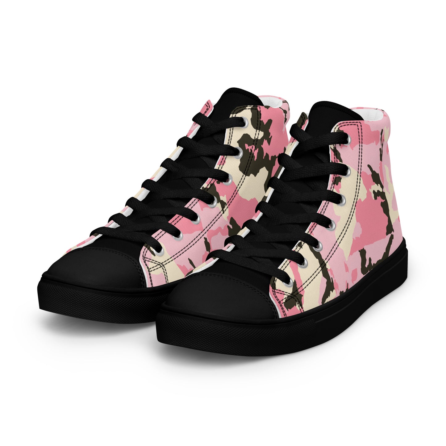 Pink Camo Women’s high top canvas shoes