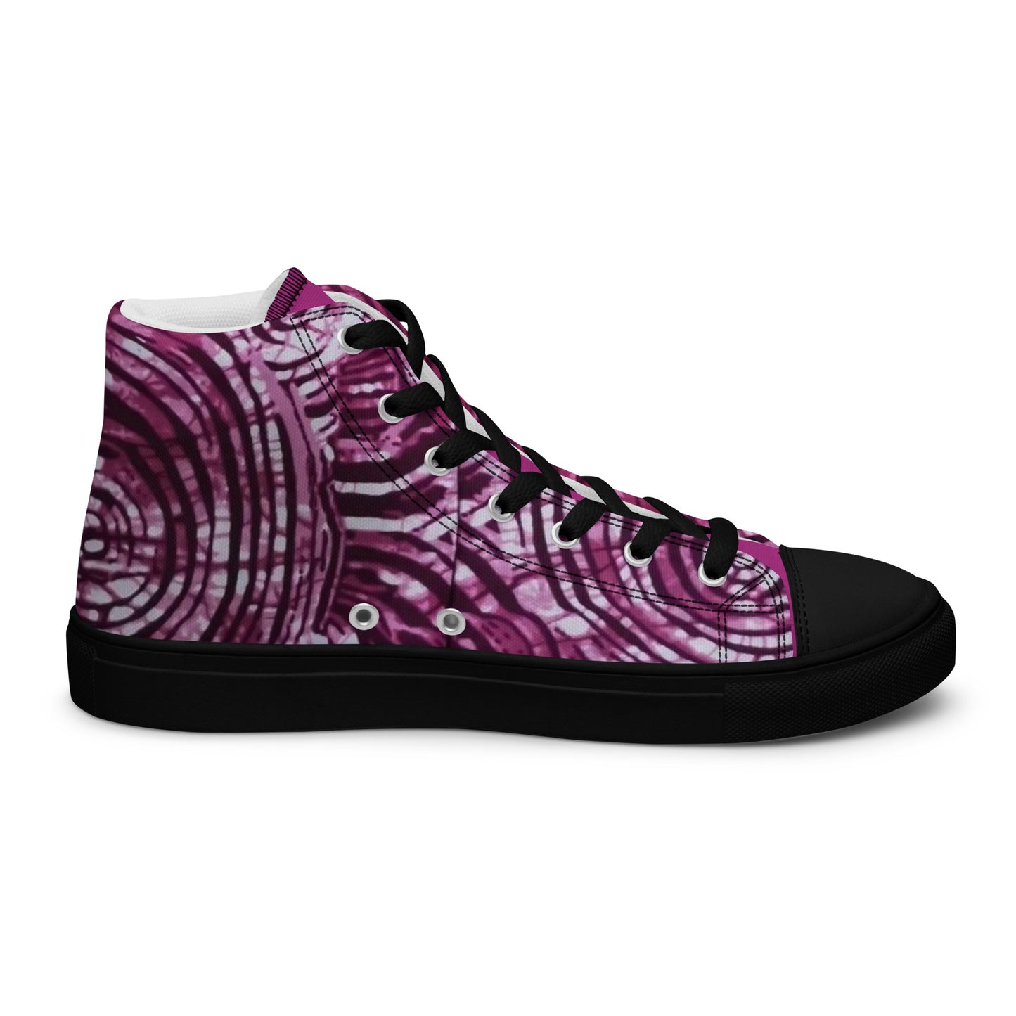 Pink Swirl Adire Women’s high top canvas shoes