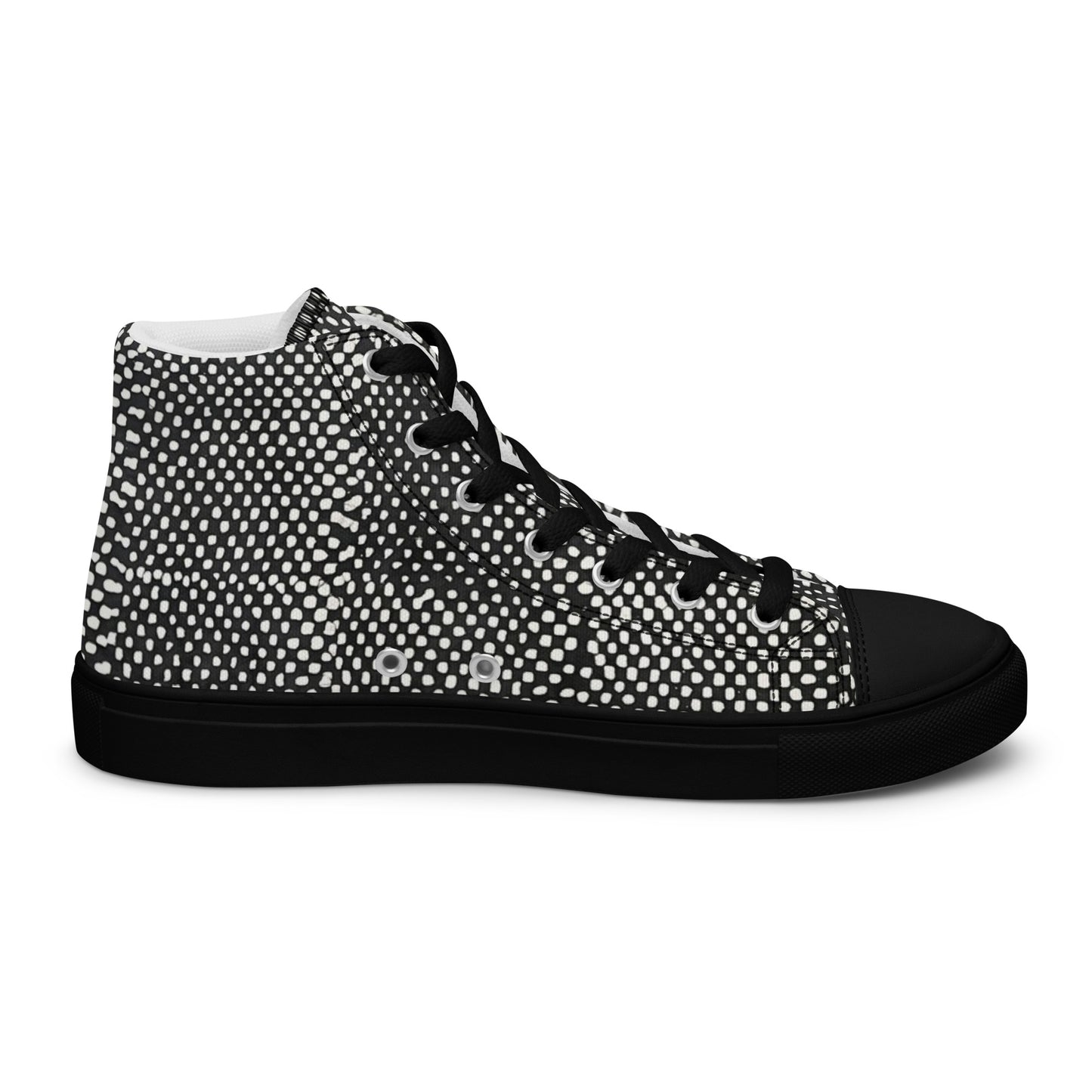 Black White Polka Dots Adire Women’s high top canvas shoes