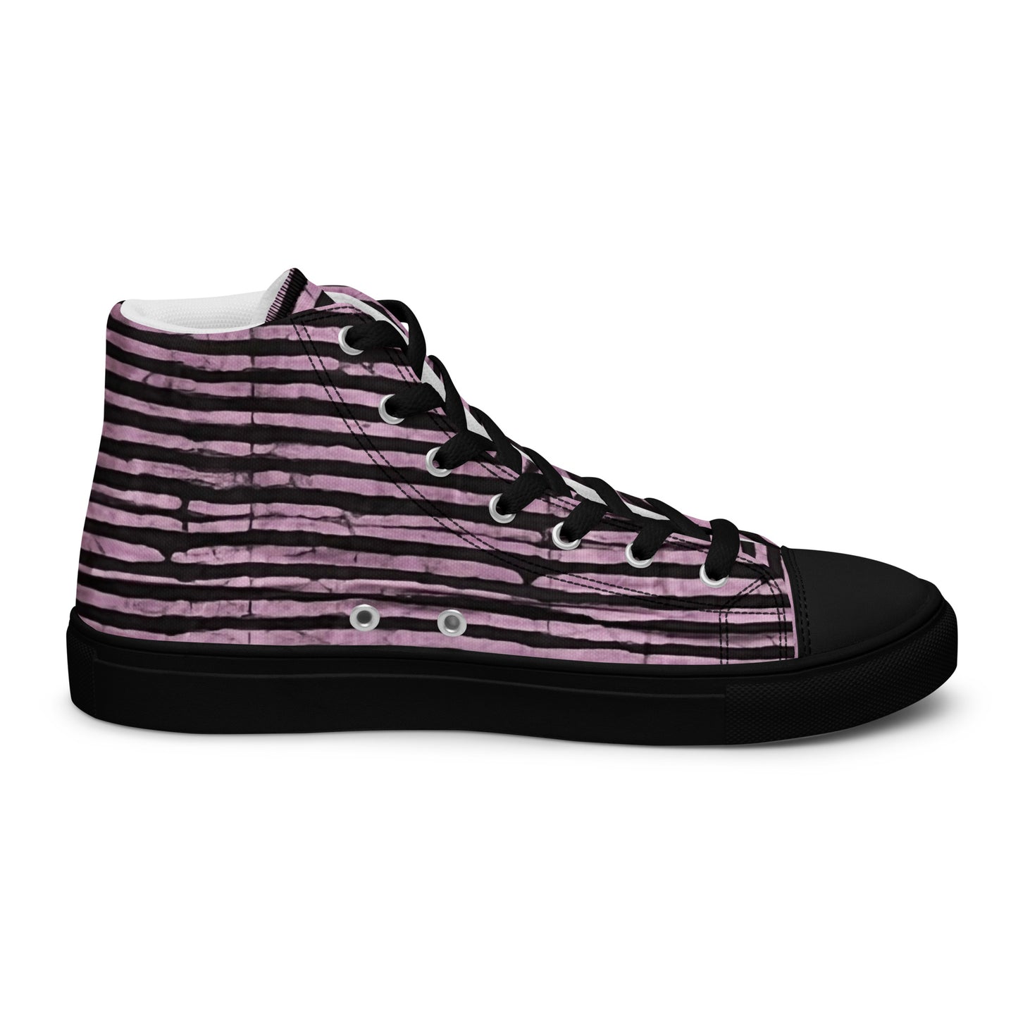 Pink Stripe Adire Women’s high top canvas shoes