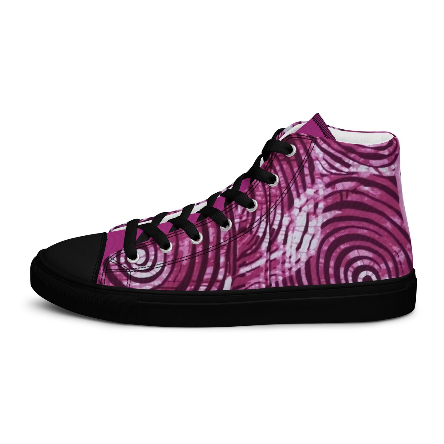 Pink Swirl Adire Women’s high top canvas shoes