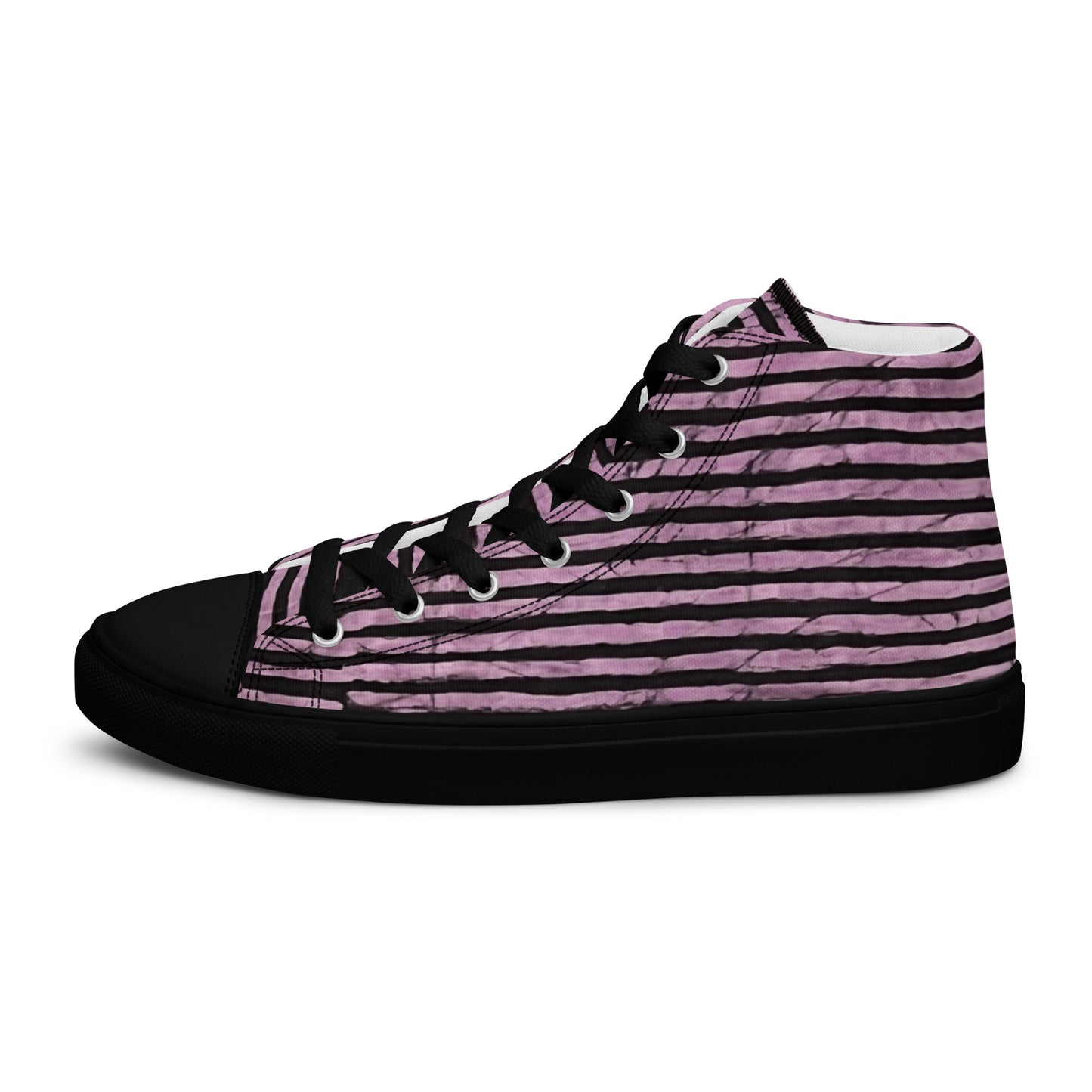 Pink Stripe Adire Women’s high top canvas shoes