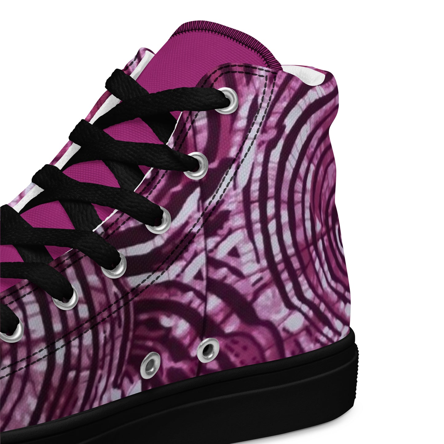 Pink Swirl Adire Women’s high top canvas shoes