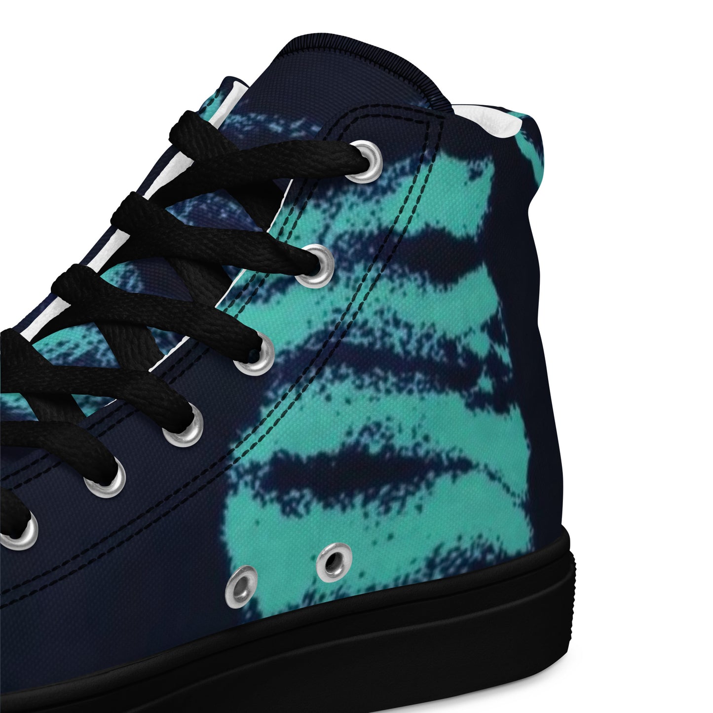 Turquoise Adire Ankara Women’s high top canvas shoes