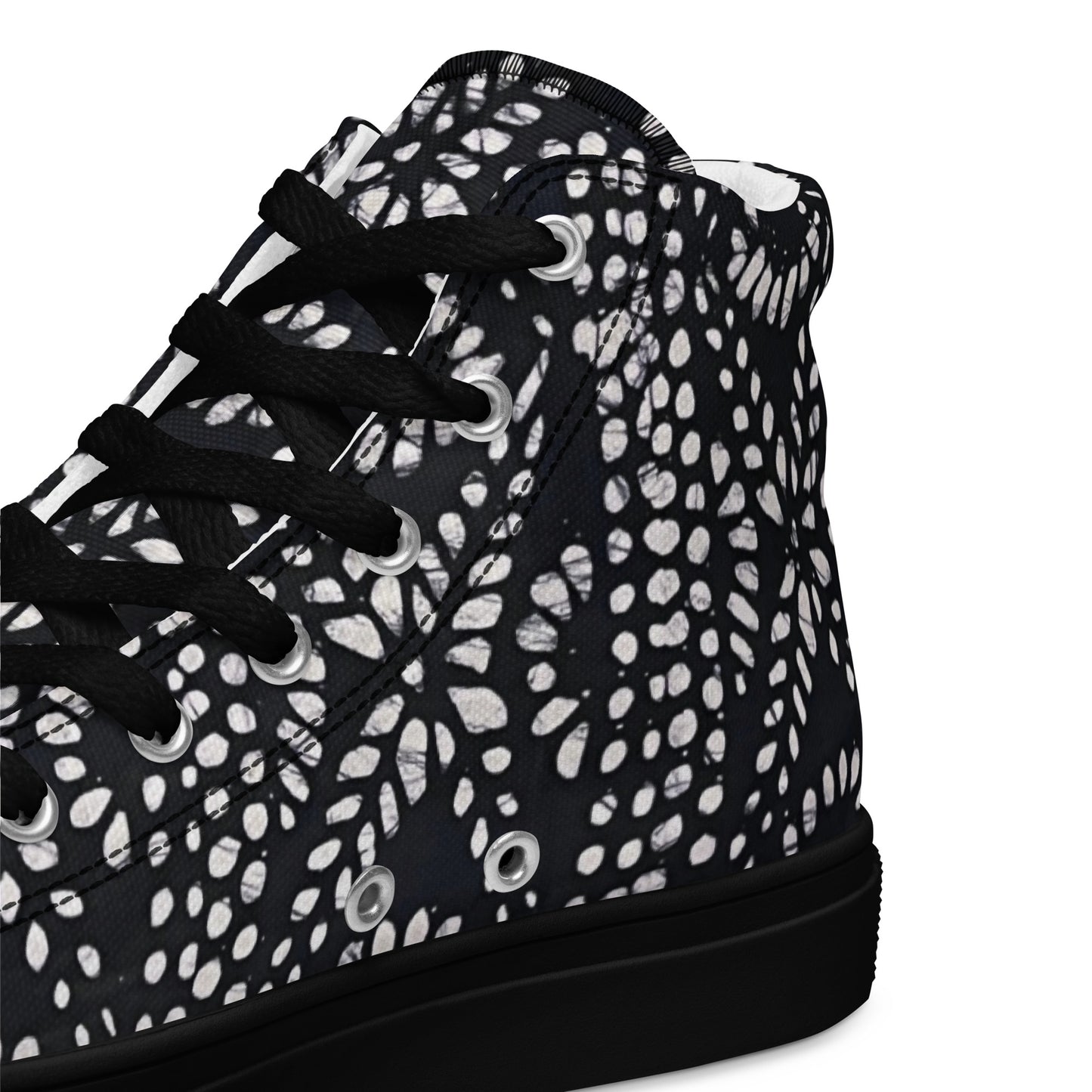 Black & White Abstract Aztec Adire Women’s high top canvas shoes