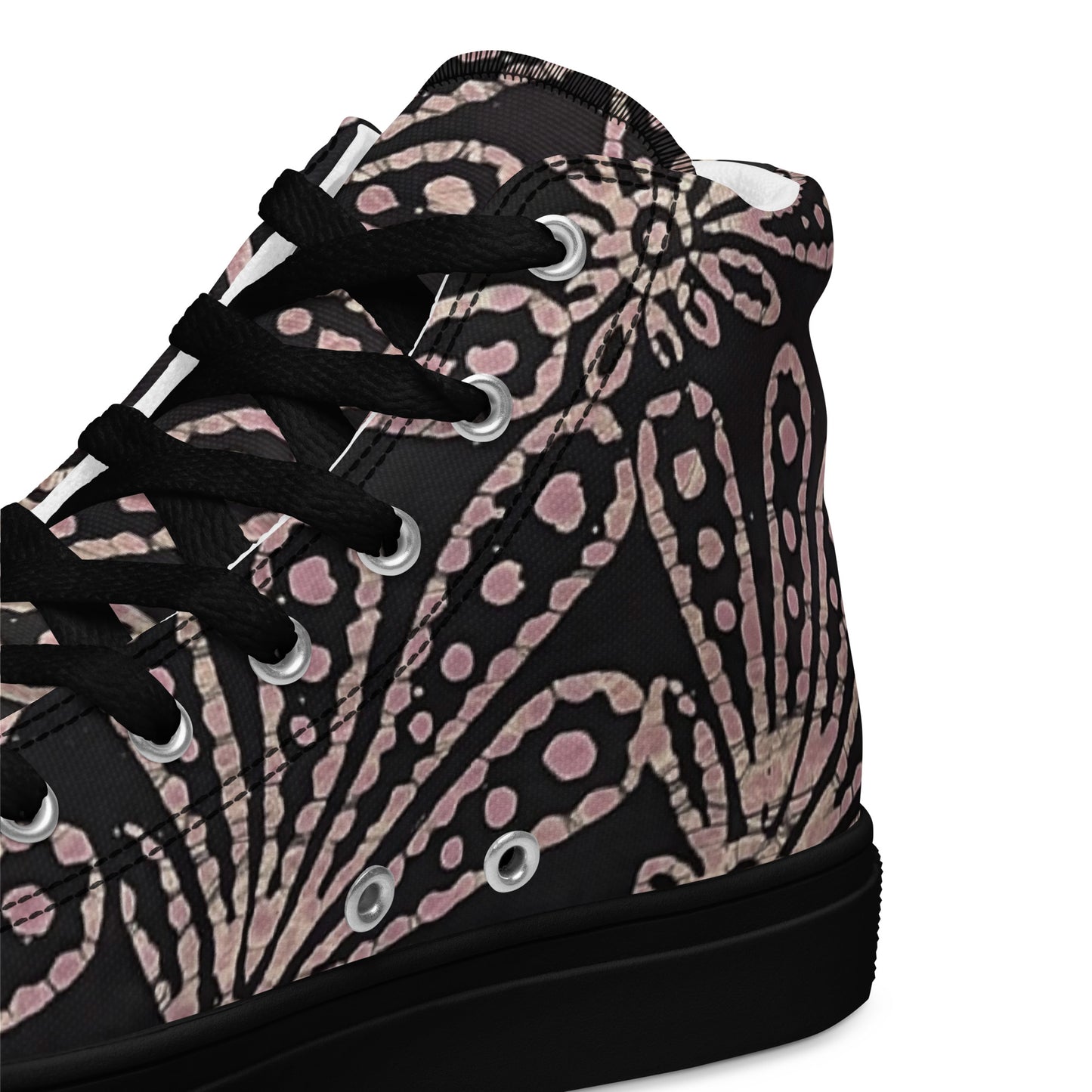 Brown Floral Adire Women’s high top canvas shoes