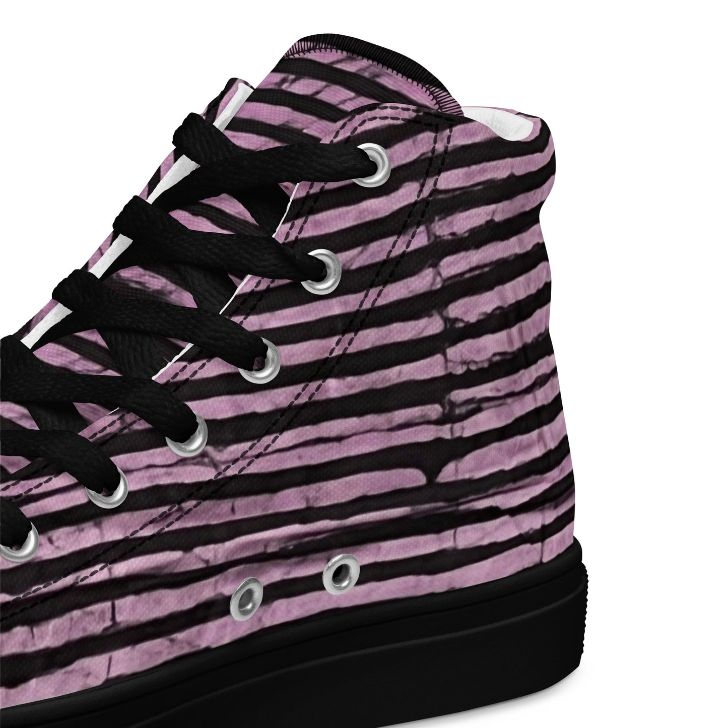 Pink Stripe Adire Women’s high top canvas shoes