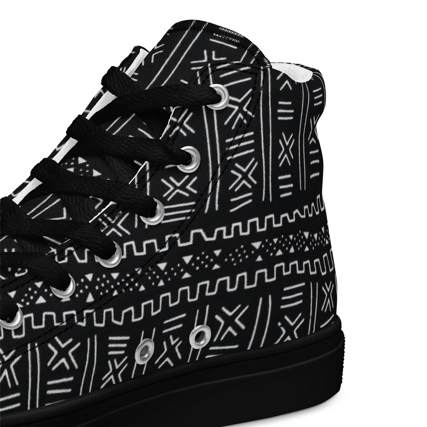 Black White Bogolan Women’s high top canvas shoes