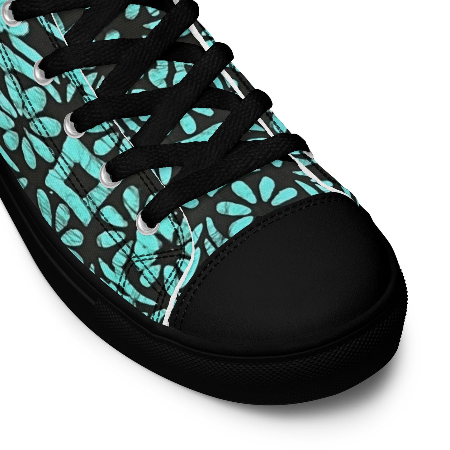 Aqua Abstract Shapes Adire Women’s high top canvas shoes