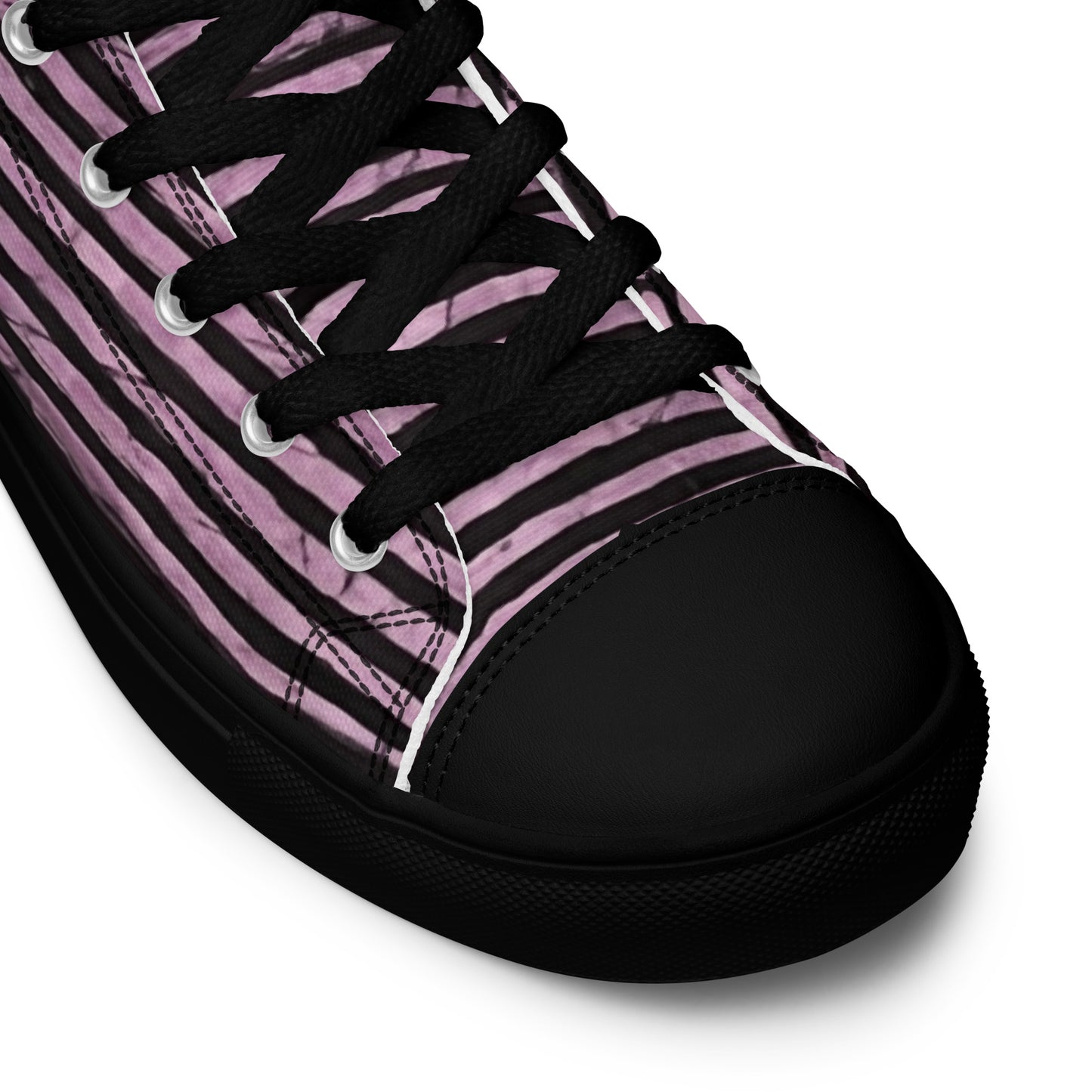 Pink Stripe Adire Women’s high top canvas shoes