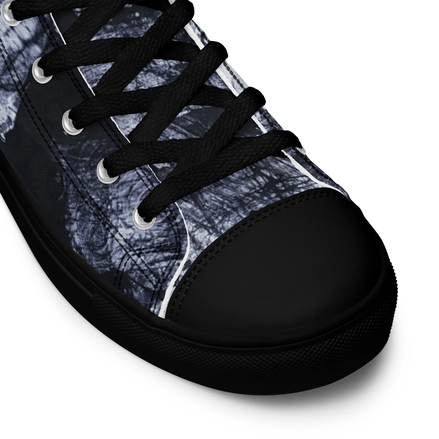 Dark Blue White Women’s high top canvas shoes