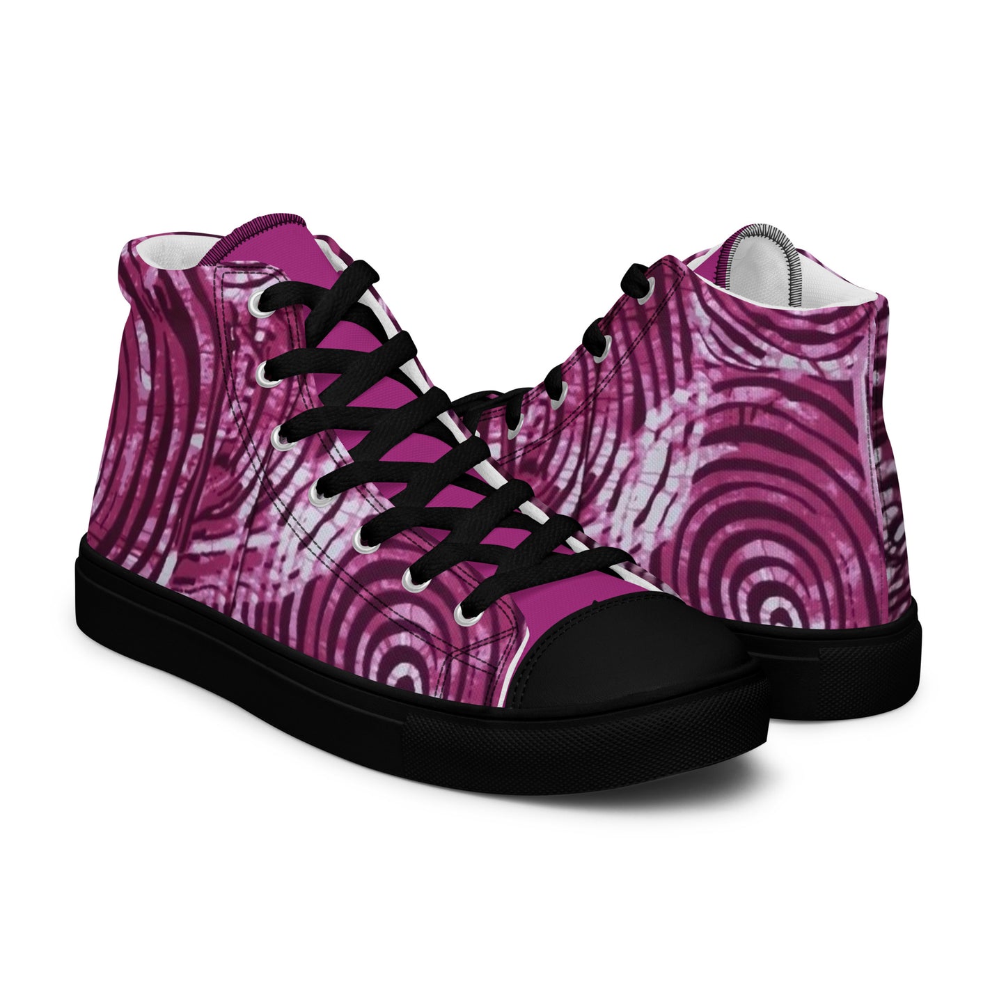 Pink Swirl Adire Women’s high top canvas shoes