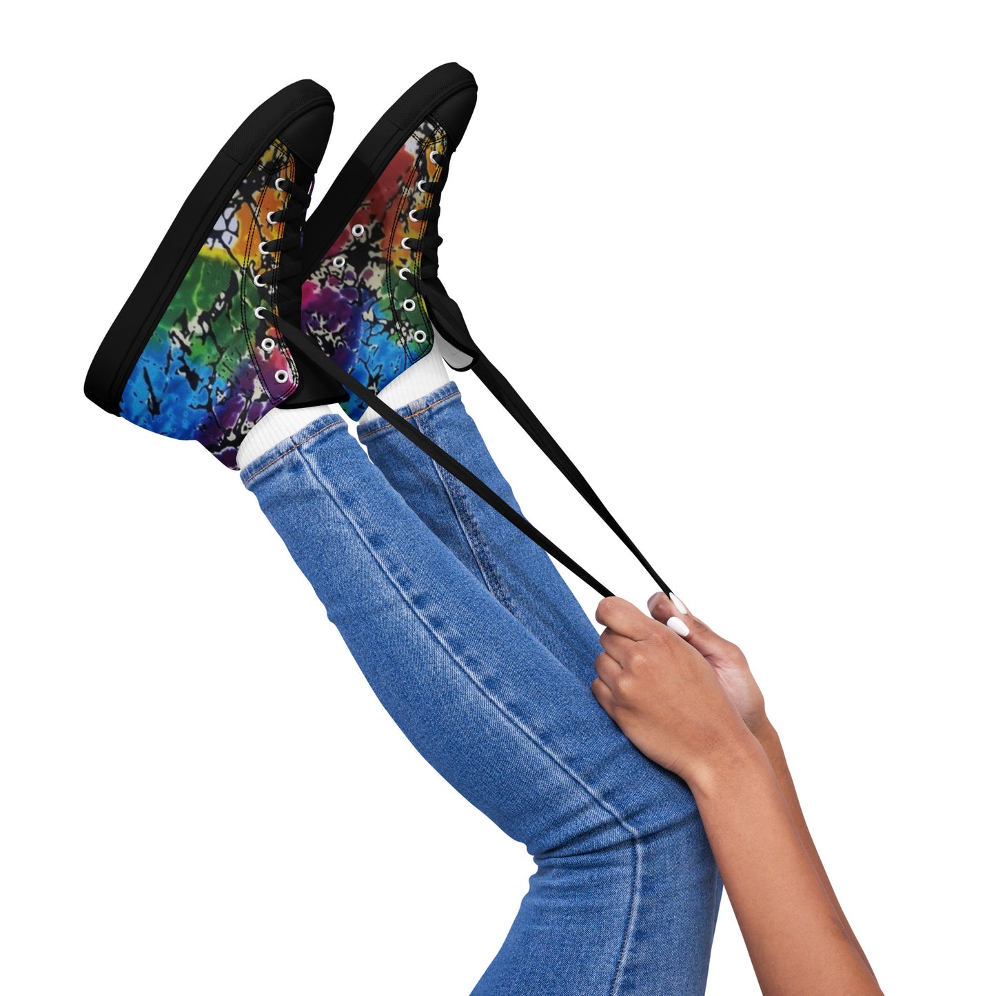 Multicolour Adire Ankara Women’s high top canvas shoes