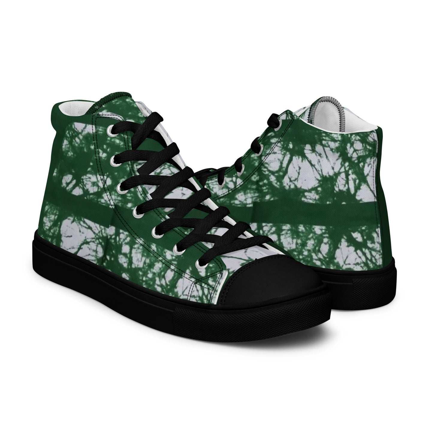 Green Adire Ankara Women’s high top canvas shoes