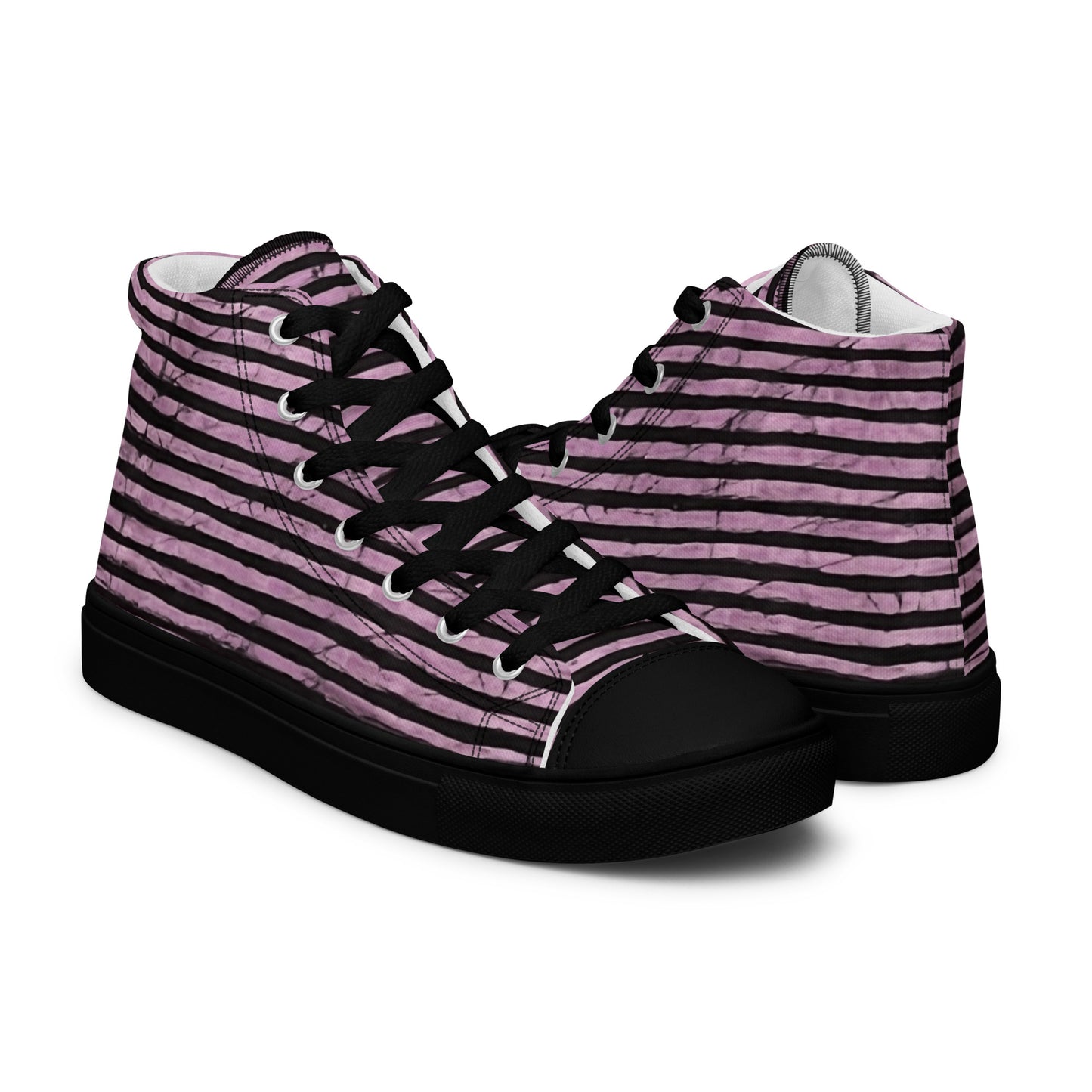 Pink Stripe Adire Women’s high top canvas shoes