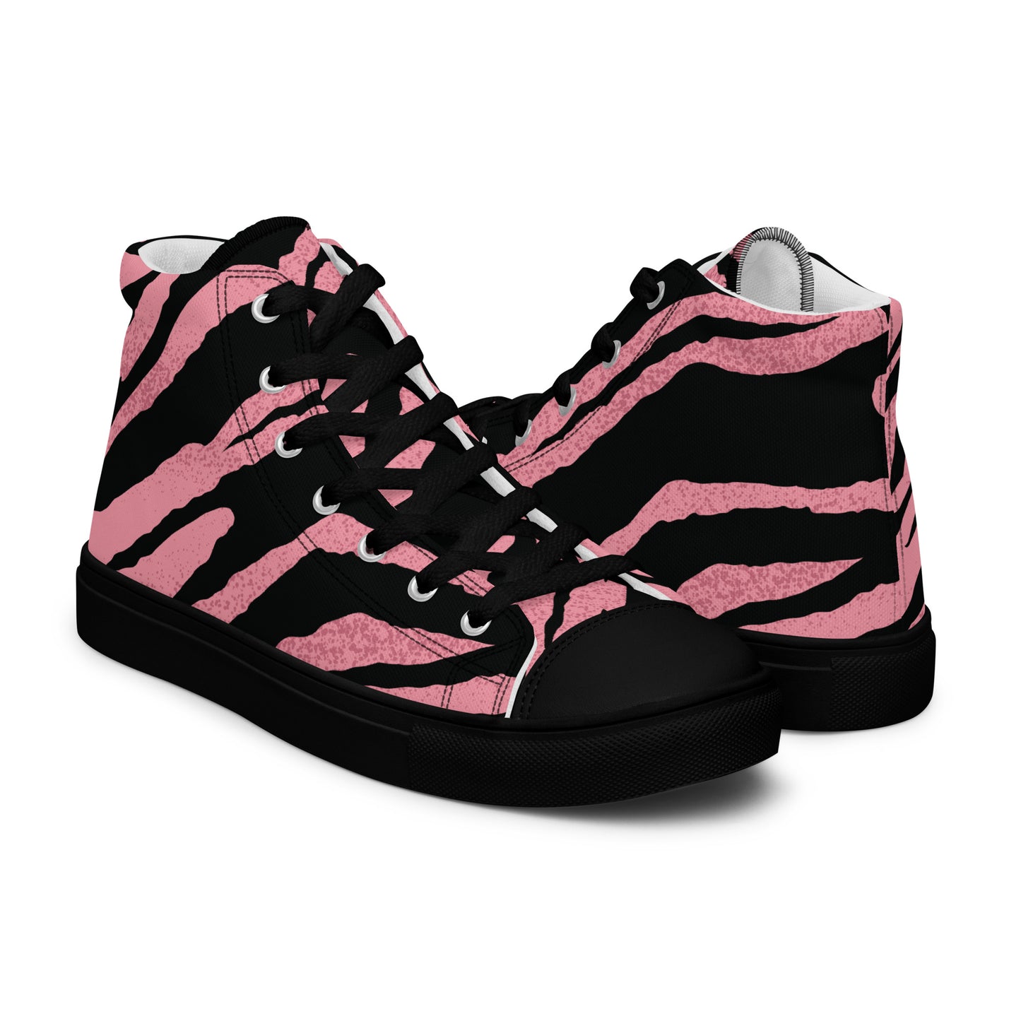 Pink Tiger Women’s high top canvas shoes