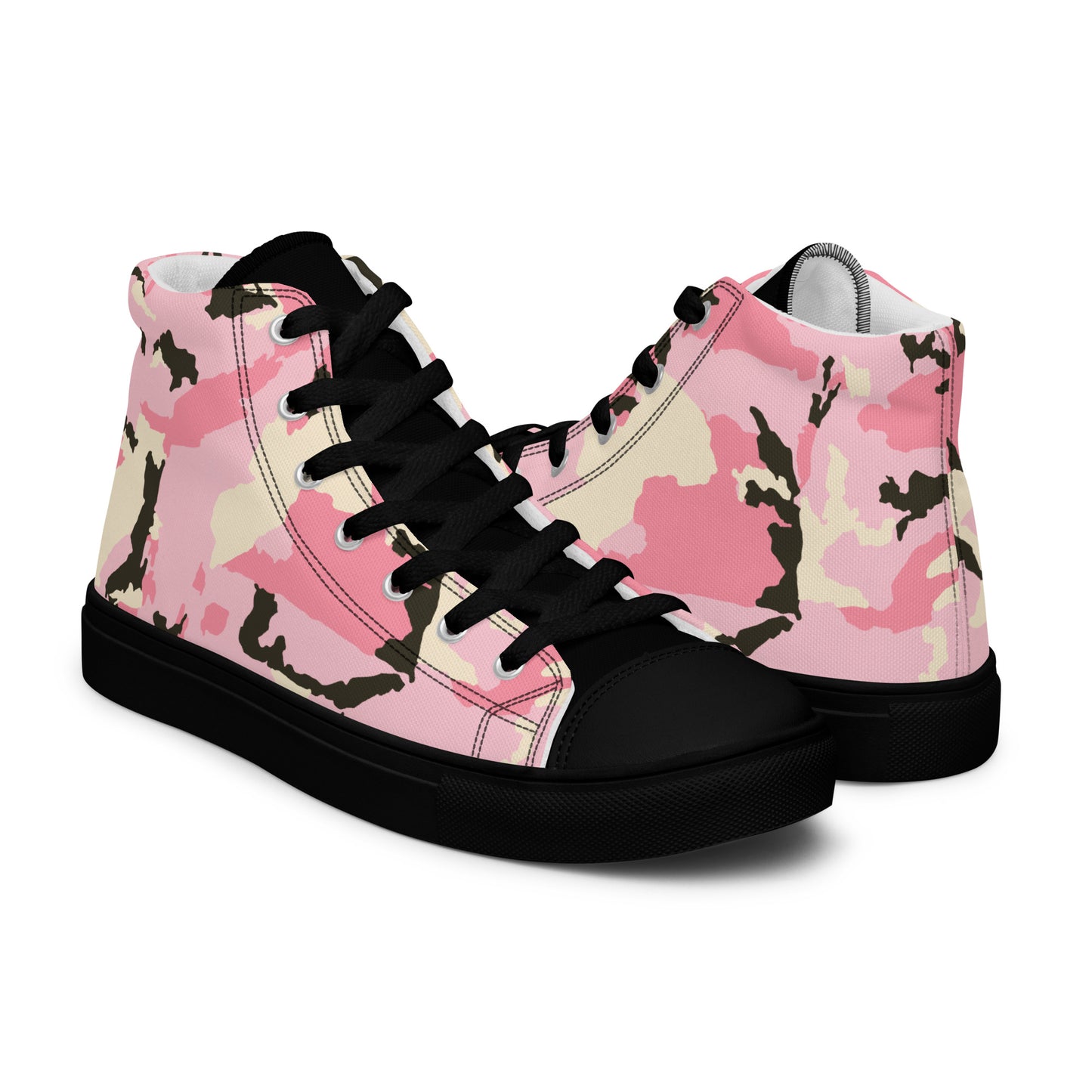 Pink Camo Women’s high top canvas shoes