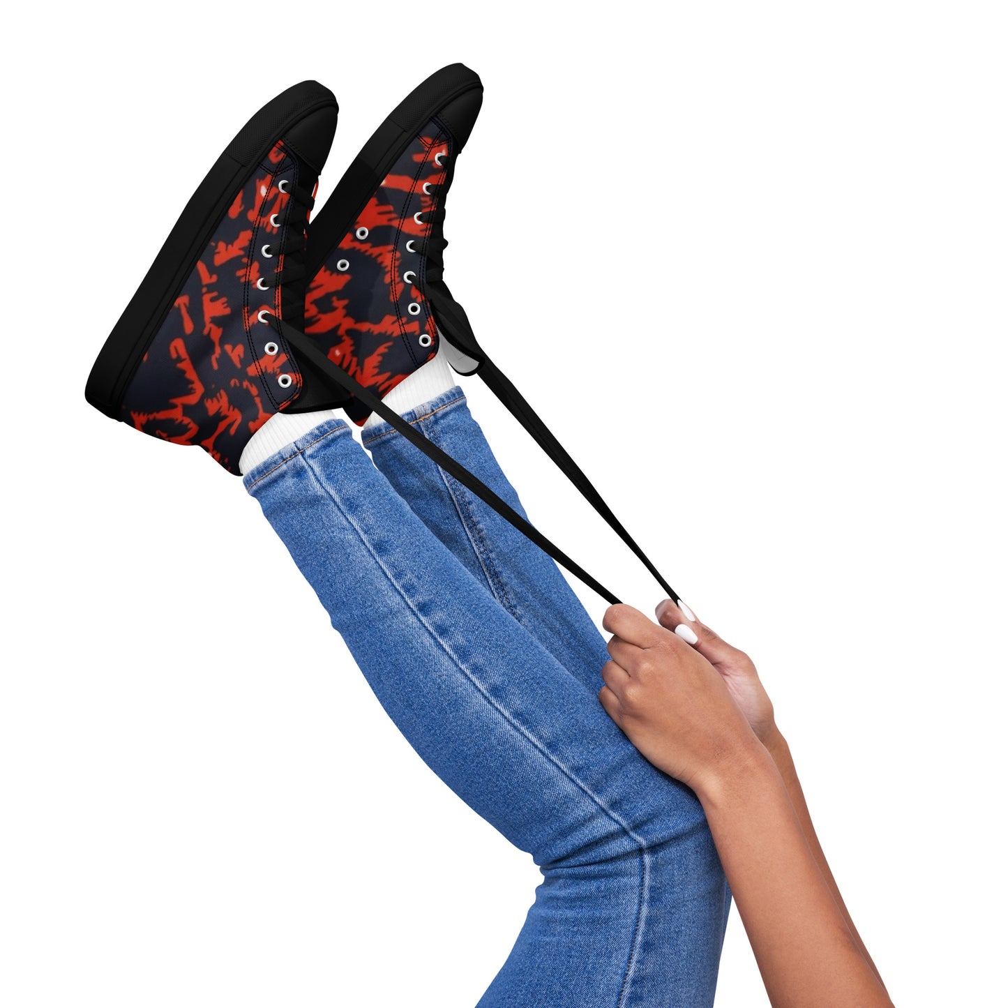 Orange Leopard Women’s high top canvas shoes