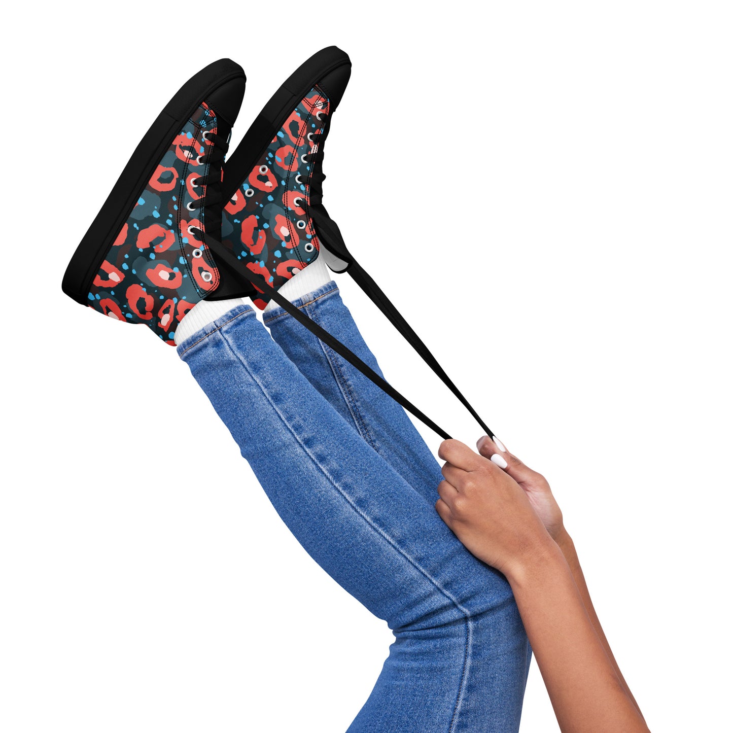 Speckled Leopard Women’s high top canvas shoes