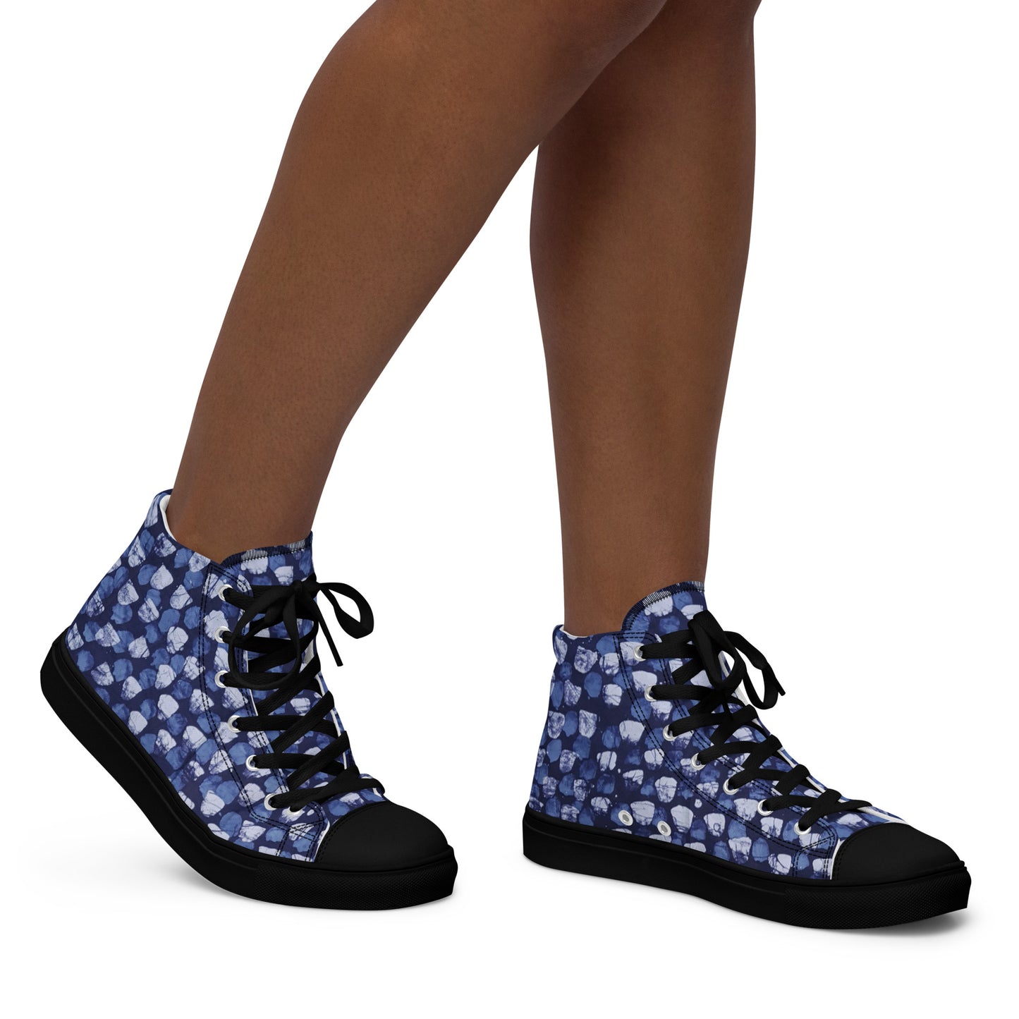 Blue Dotted Women’s high top canvas shoes