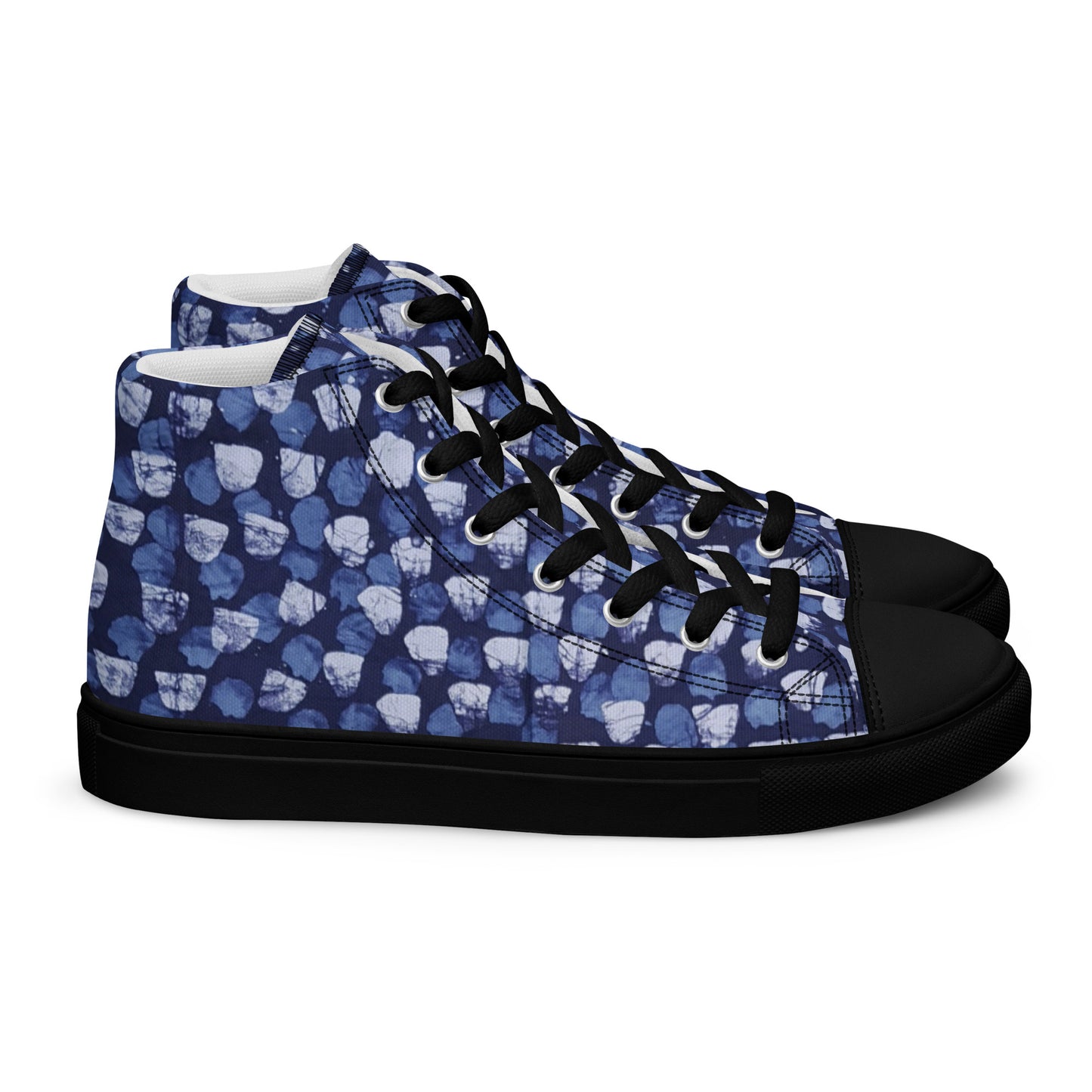 Blue Dotted Women’s high top canvas shoes