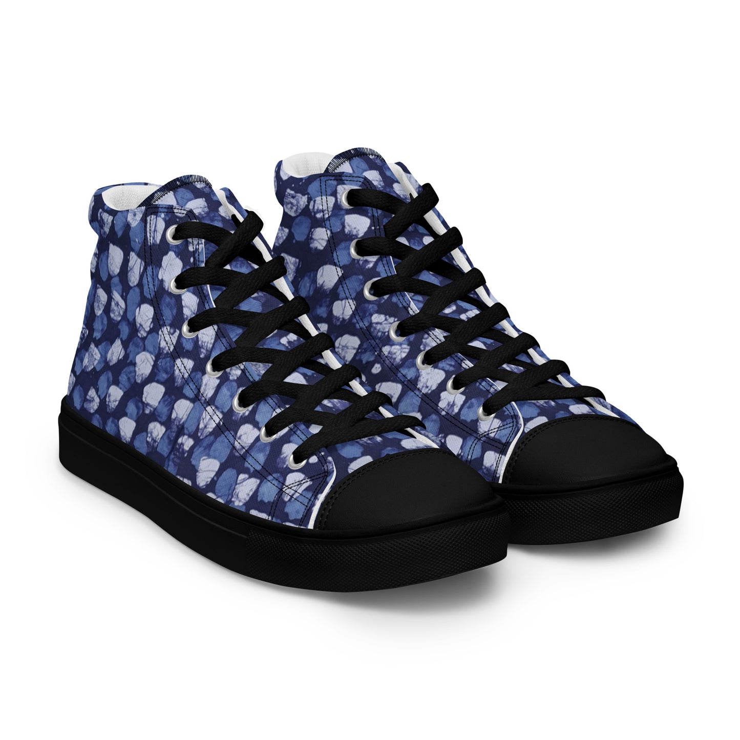 Blue Dotted Women’s high top canvas shoes