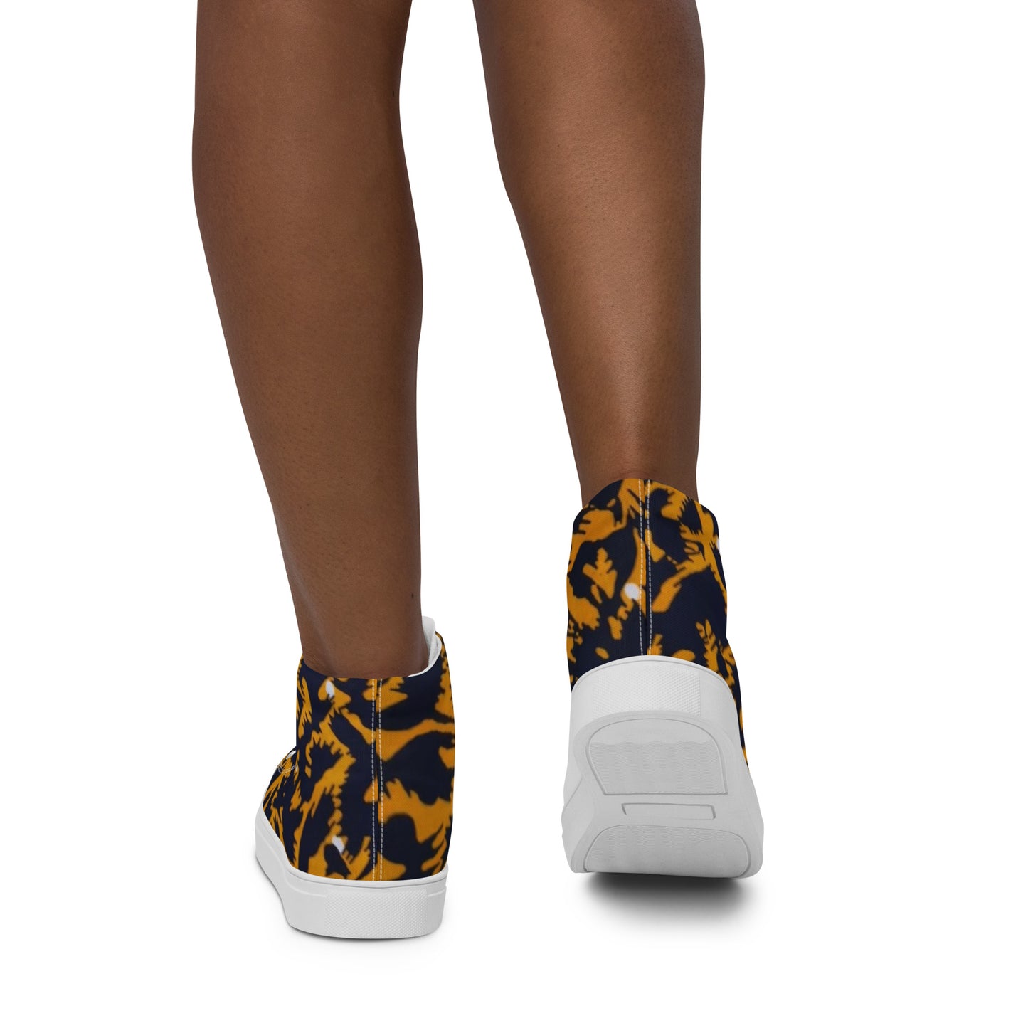 Yellow Leopard Ankara Women’s high top canvas shoes