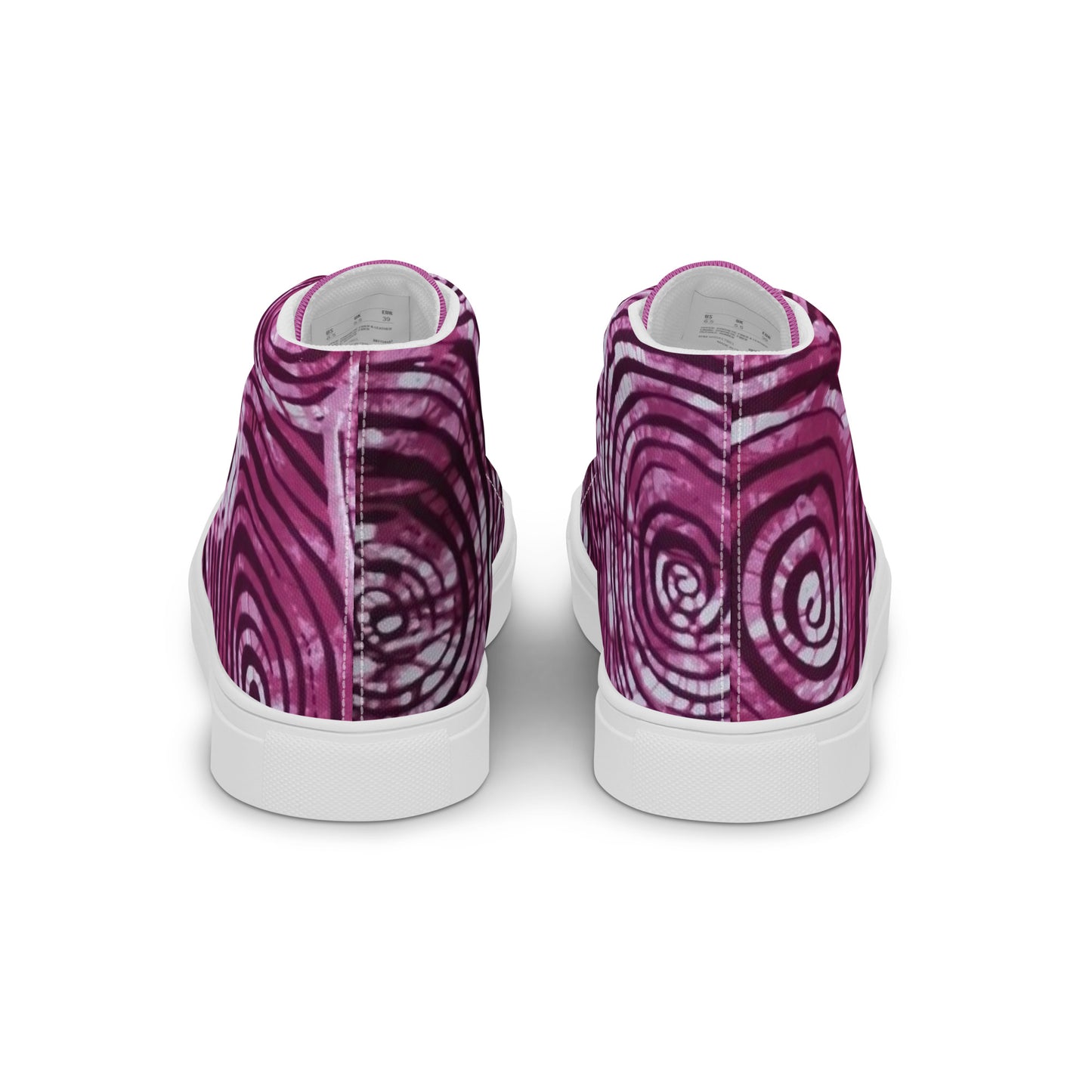 Pink Swirl Adire Women’s high top canvas shoes