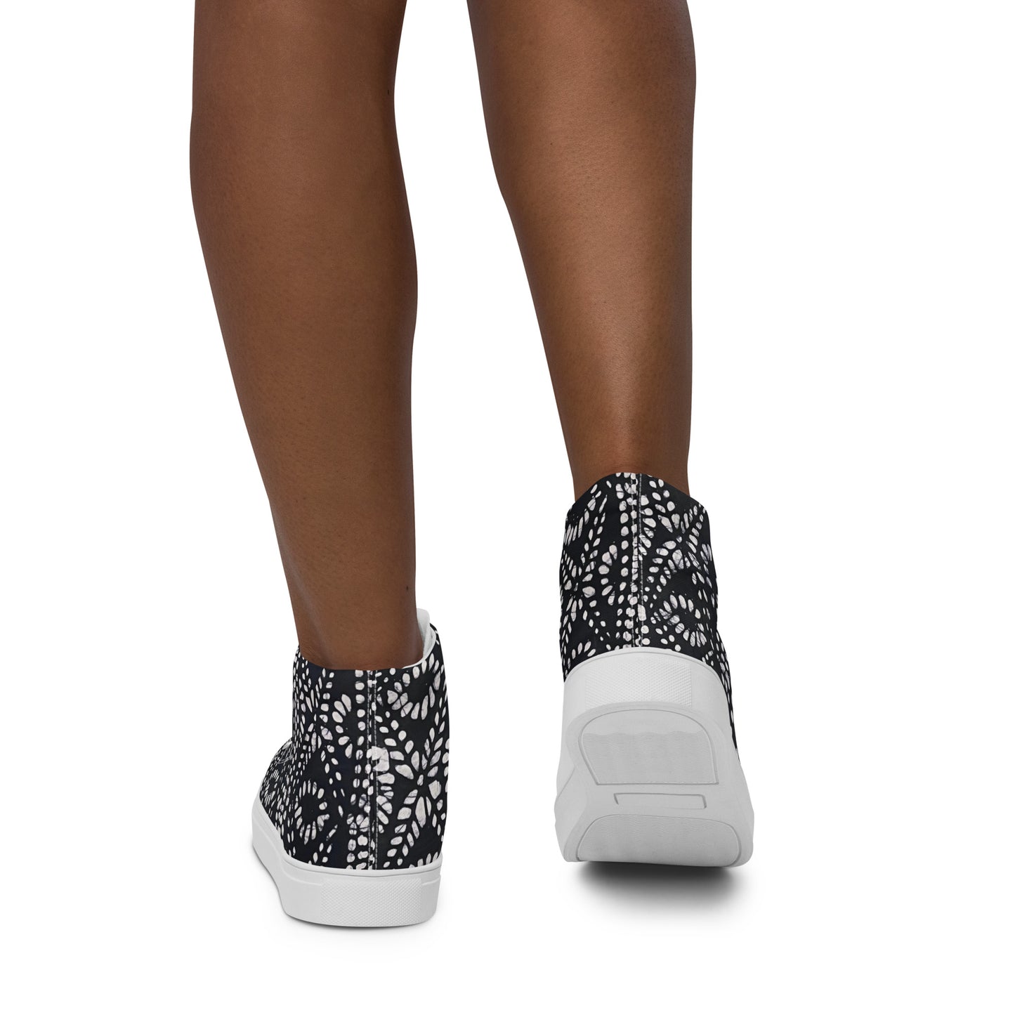 Black & White Abstract Aztec Adire Women’s high top canvas shoes