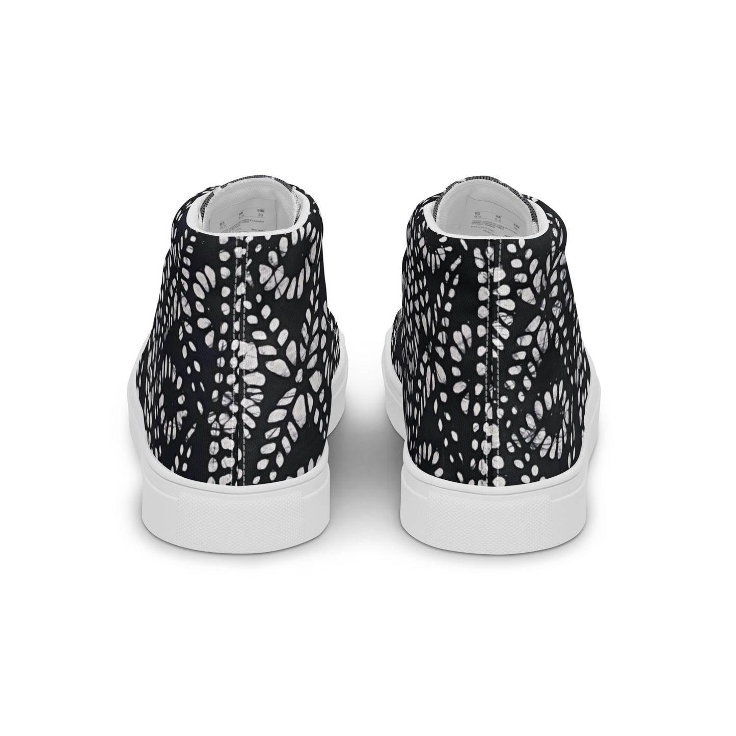 Black & White Abstract Aztec Adire Women’s high top canvas shoes