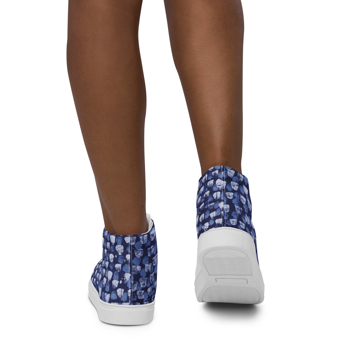 Blue Dotted Women’s high top canvas shoes