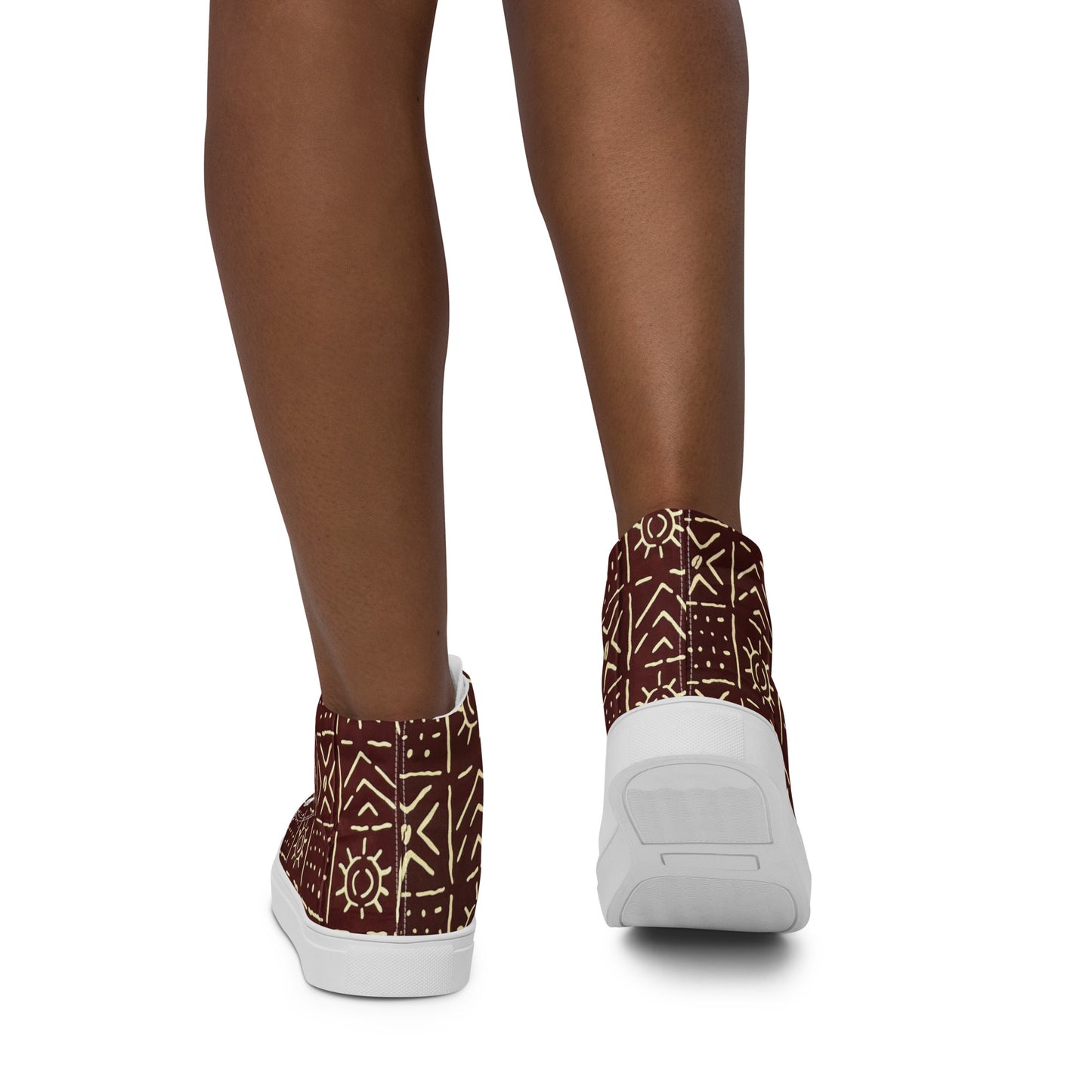 Brown African Print Women’s high top canvas shoes