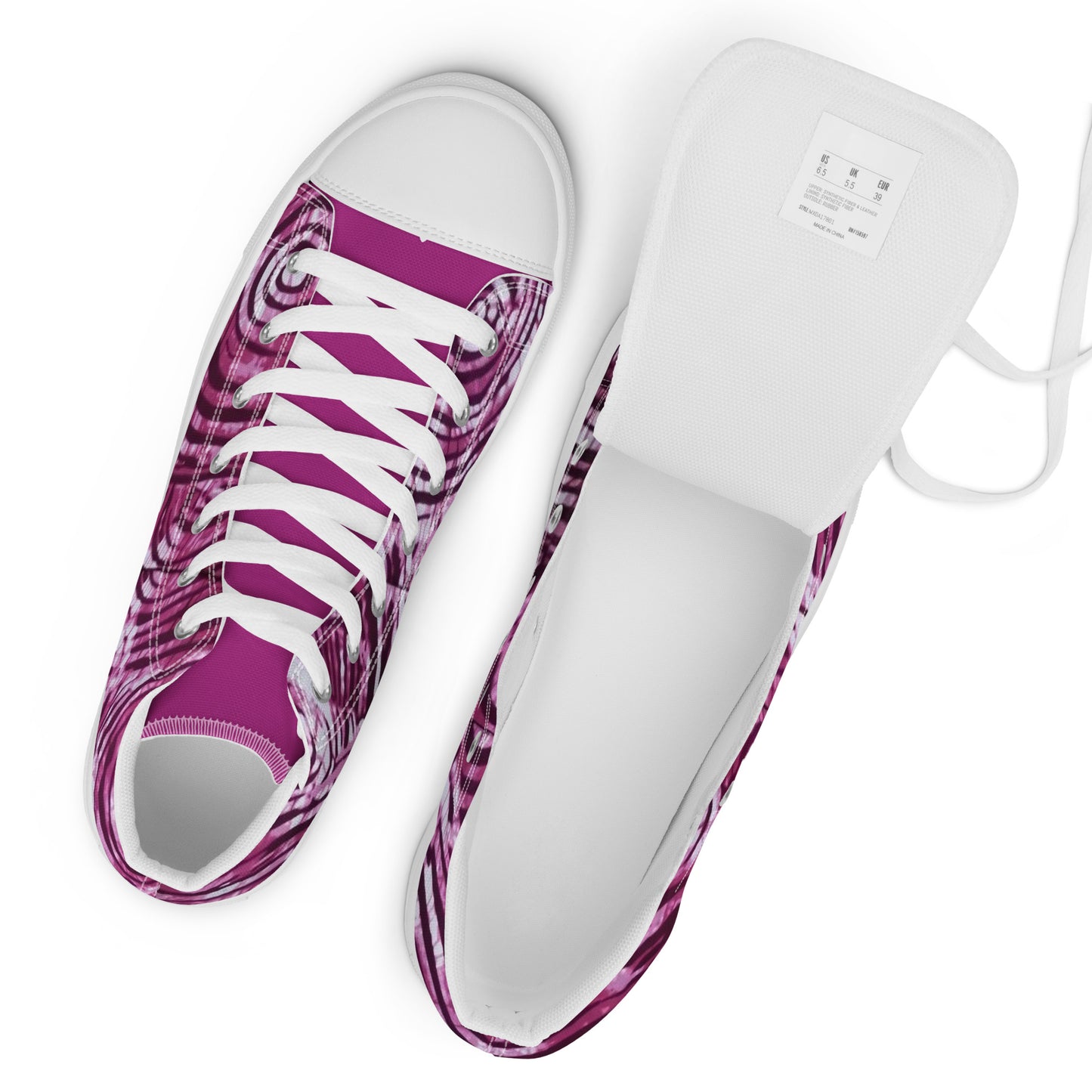 Pink Swirl Adire Women’s high top canvas shoes