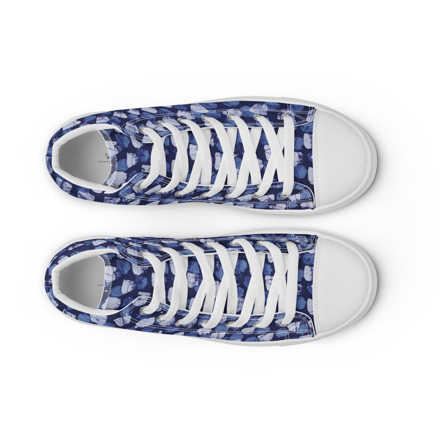 Blue Dotted Women’s high top canvas shoes