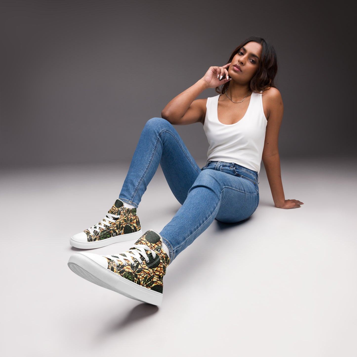 Green Leaf Wine Ankara Women’s high top canvas shoes