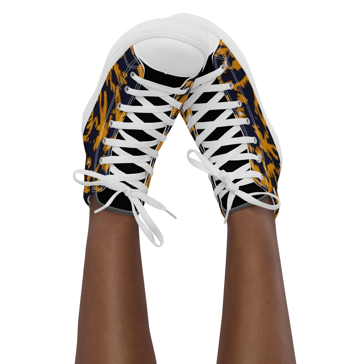 Yellow Leopard Ankara Women’s high top canvas shoes