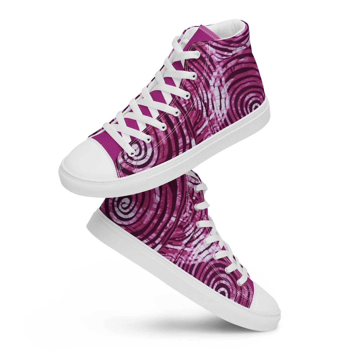 Pink Swirl Adire Women’s high top canvas shoes