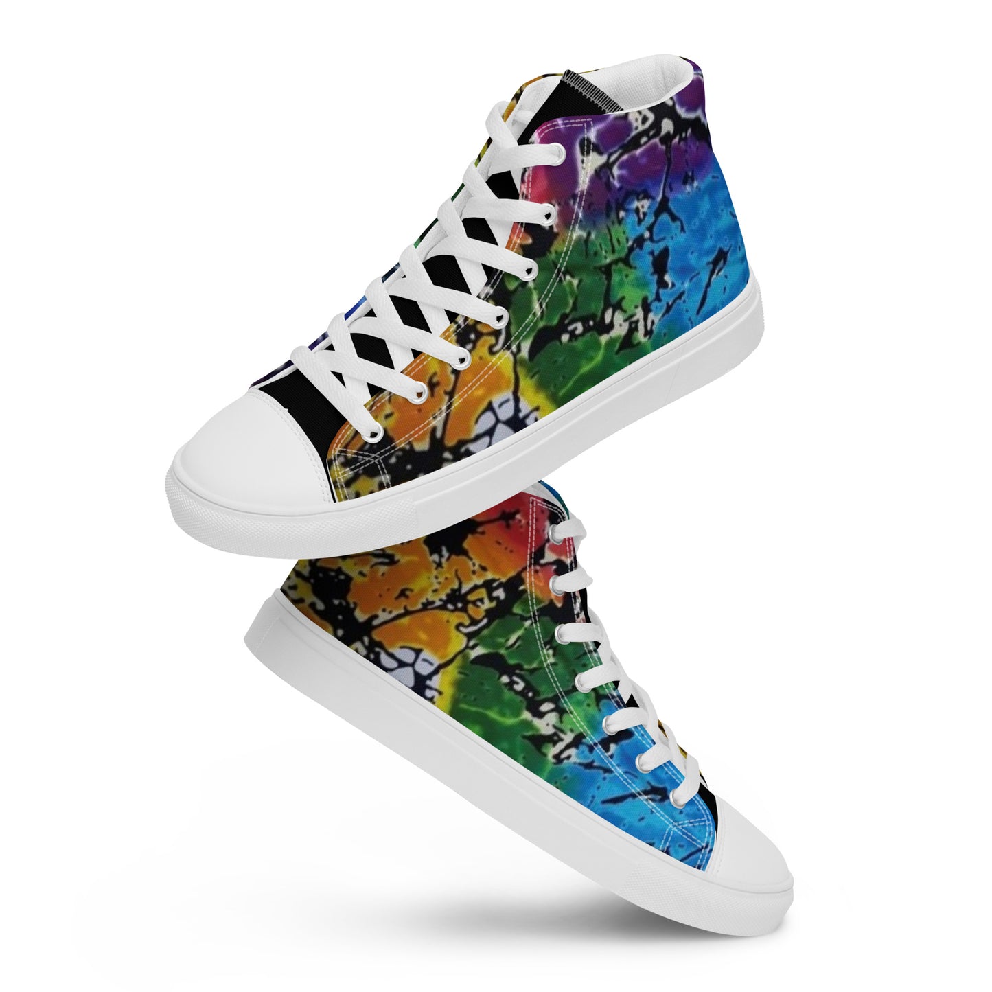 Multicolour Adire Ankara Women’s high top canvas shoes