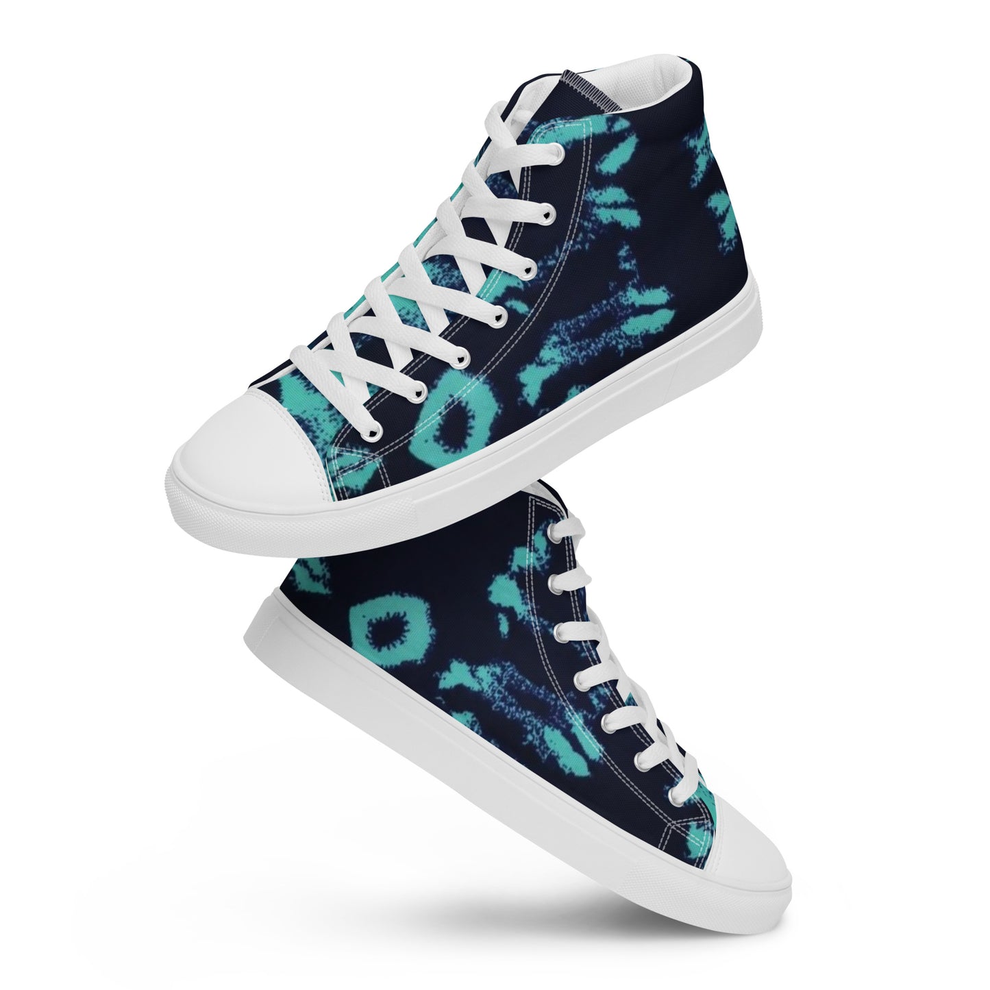 Turquoise Adire Ankara Women’s high top canvas shoes